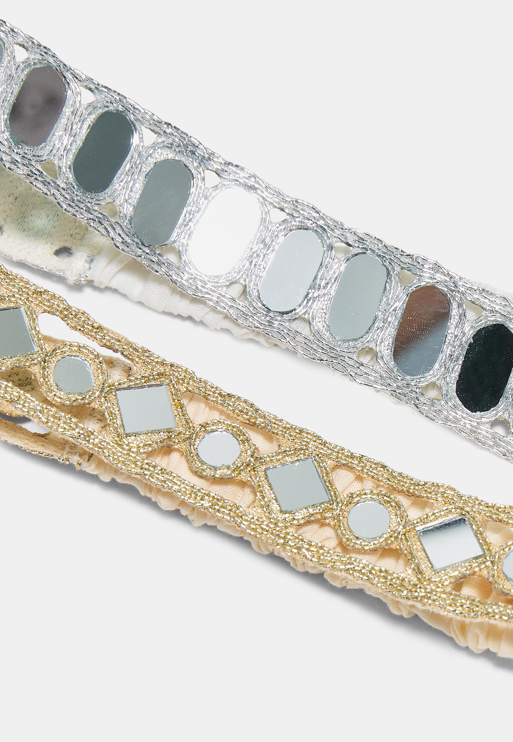 Set of 2 mirror headbands — Gold