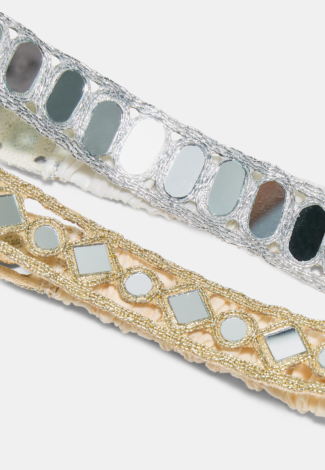 Set of 2 mirror headbands — Gold