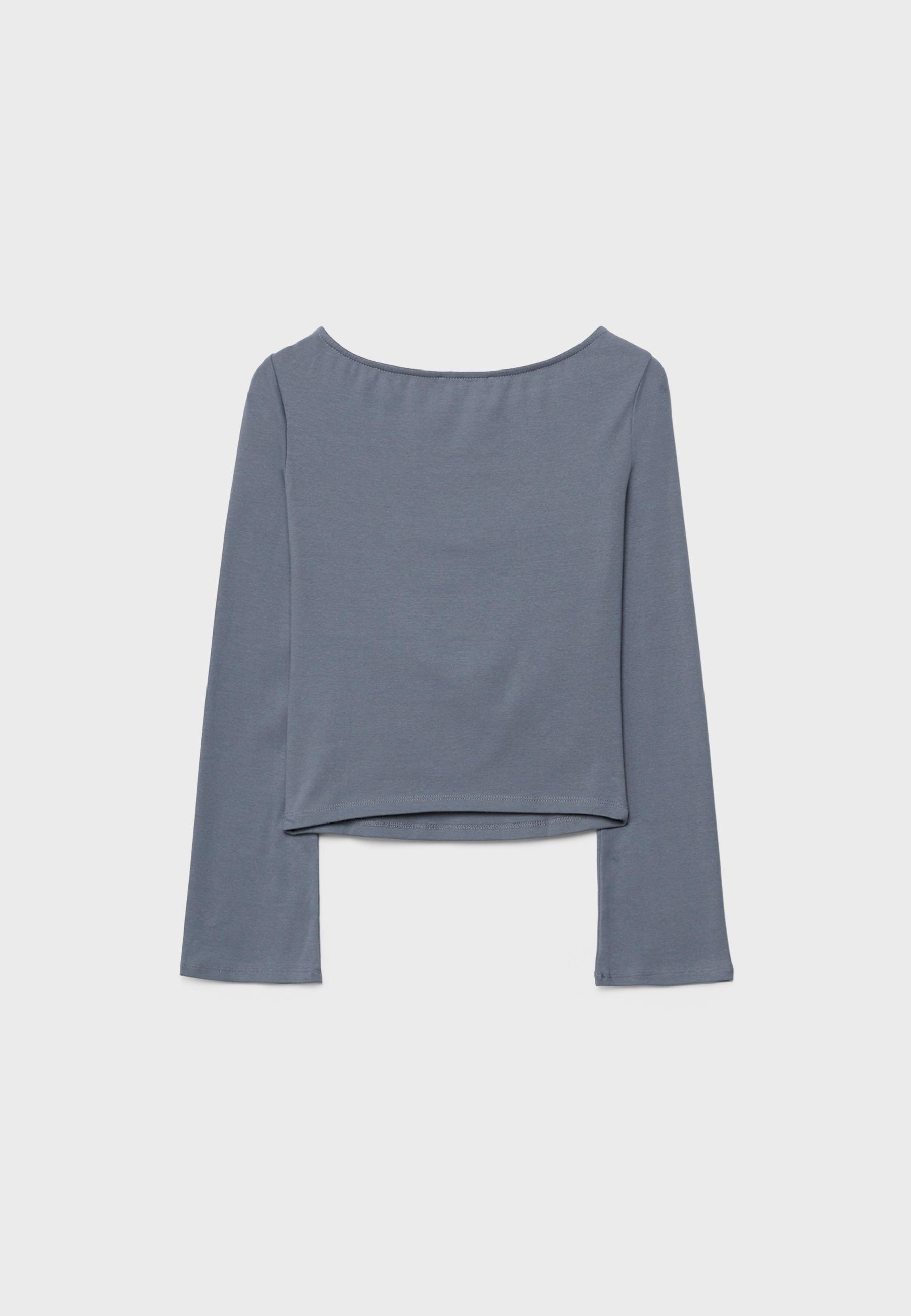 Boat neck T-shirt with studs — Dark grey