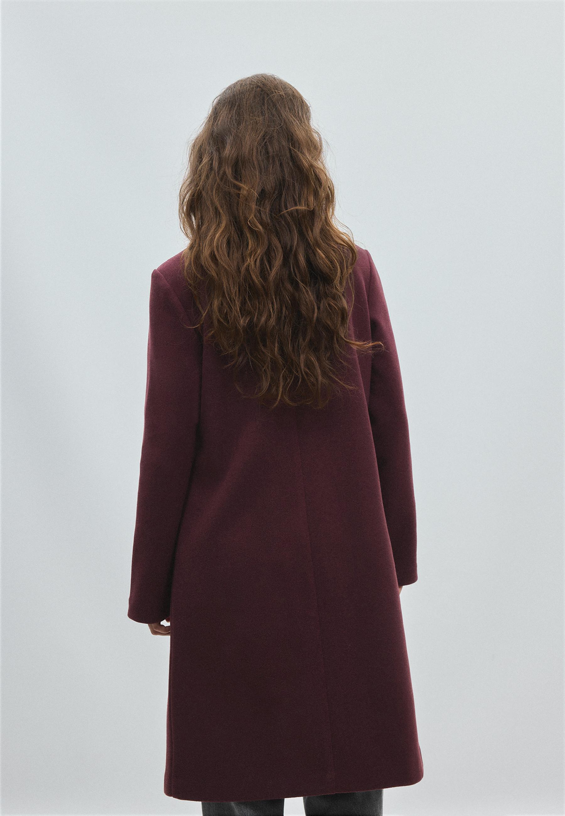 Straight soft-touch coat — Purple