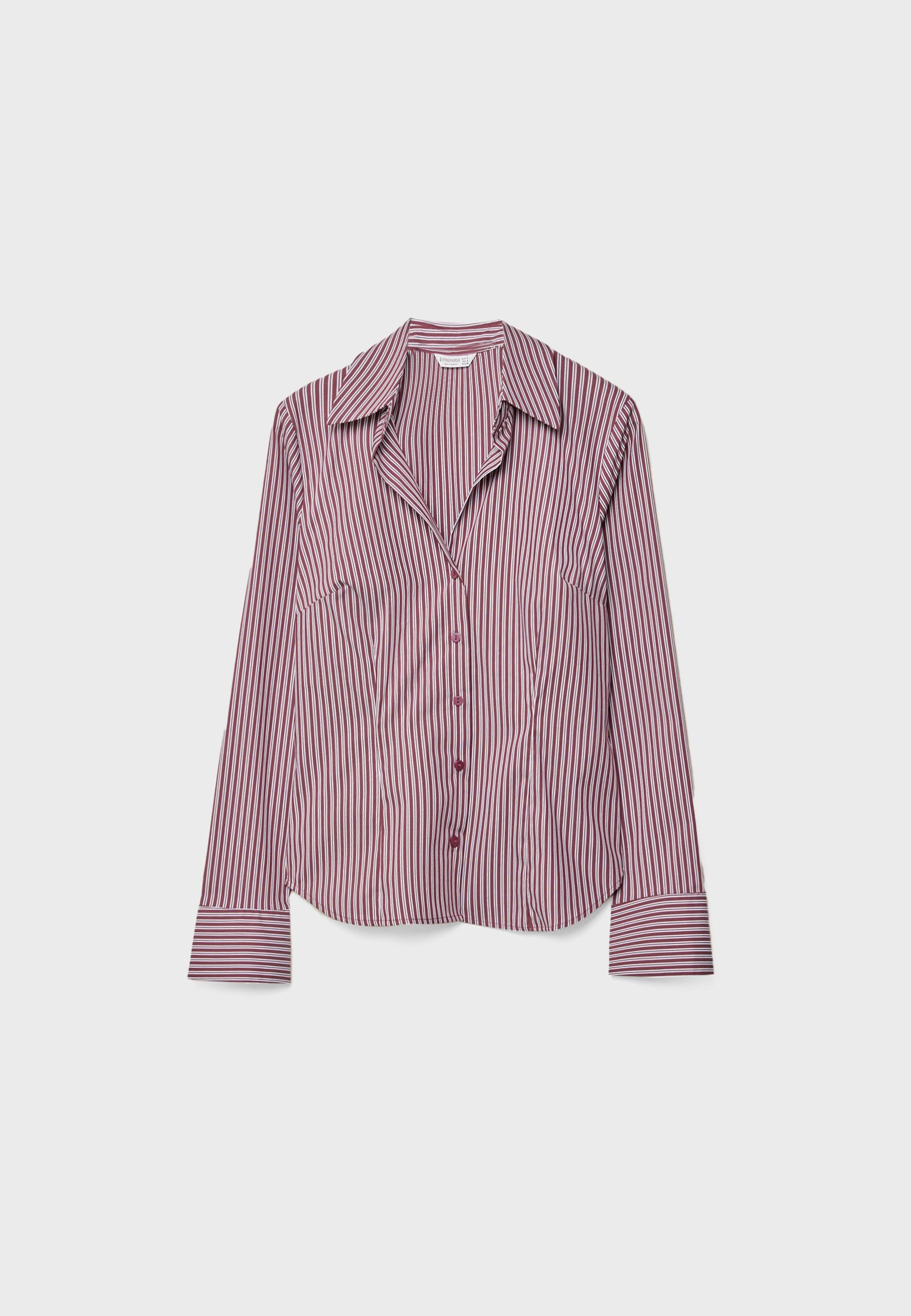 Basic striped fitted shirt — Purple