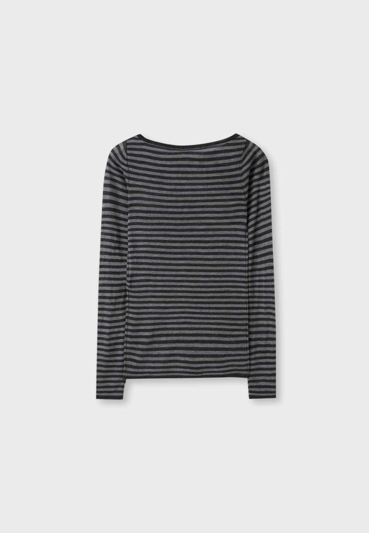 Basic wool and silk boat neck jumper — Dark grey