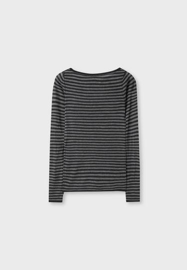 Basic wool and silk boat neck jumper — Dark grey 9