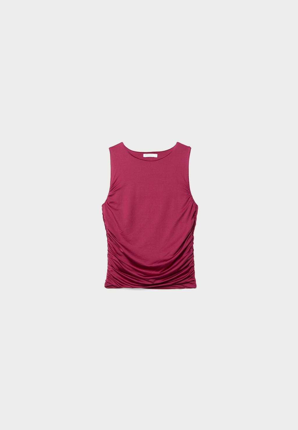 Polyamide draped T-shirt