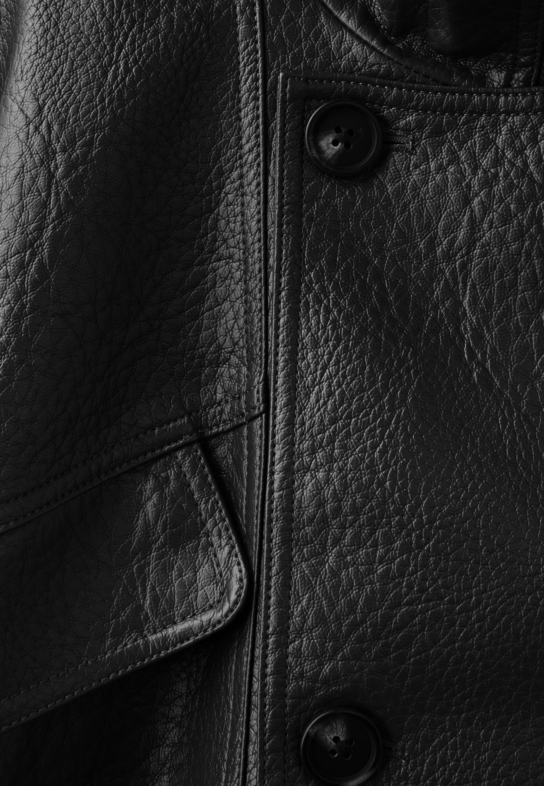 Oversized leather effect button-up jacket — Black