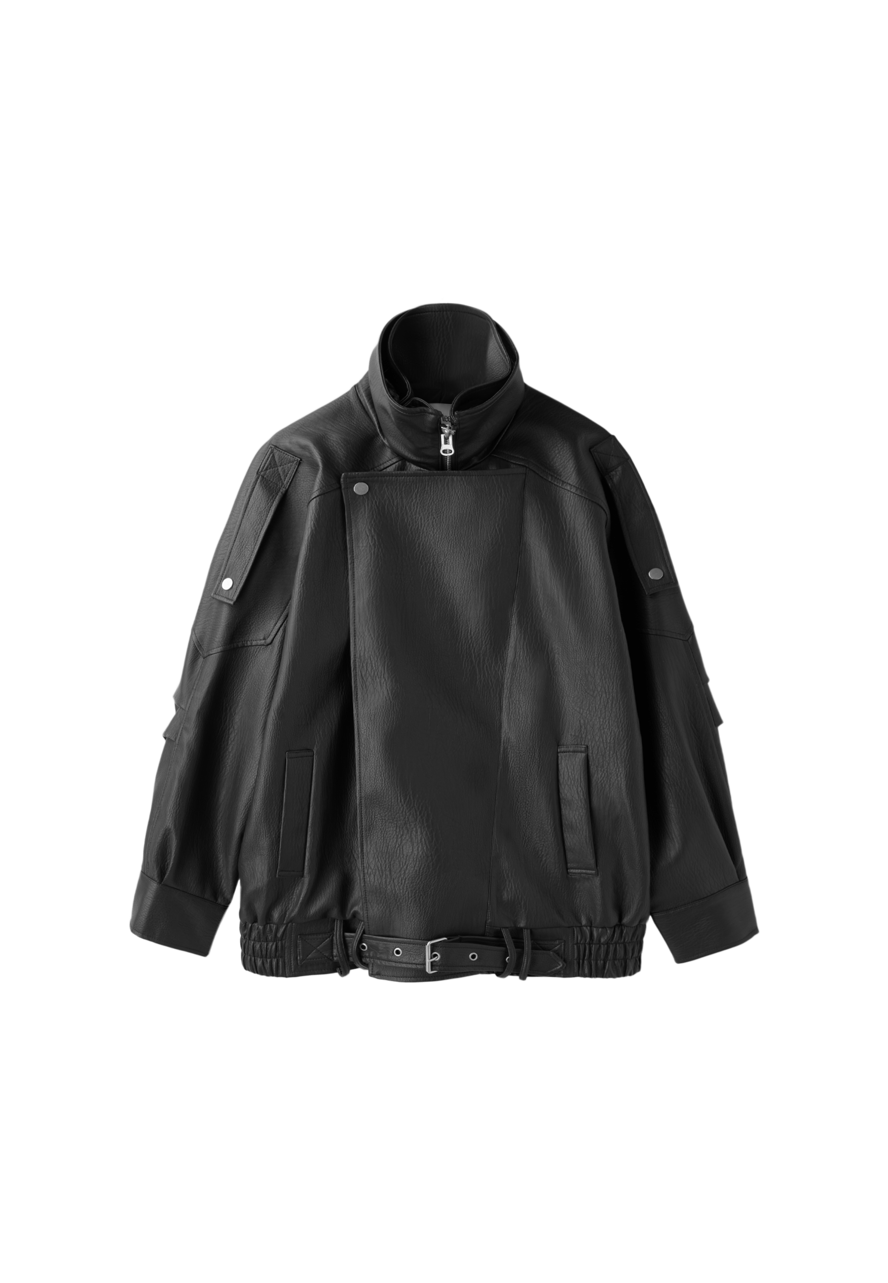 Oversize leather effect lapel jacket — Black