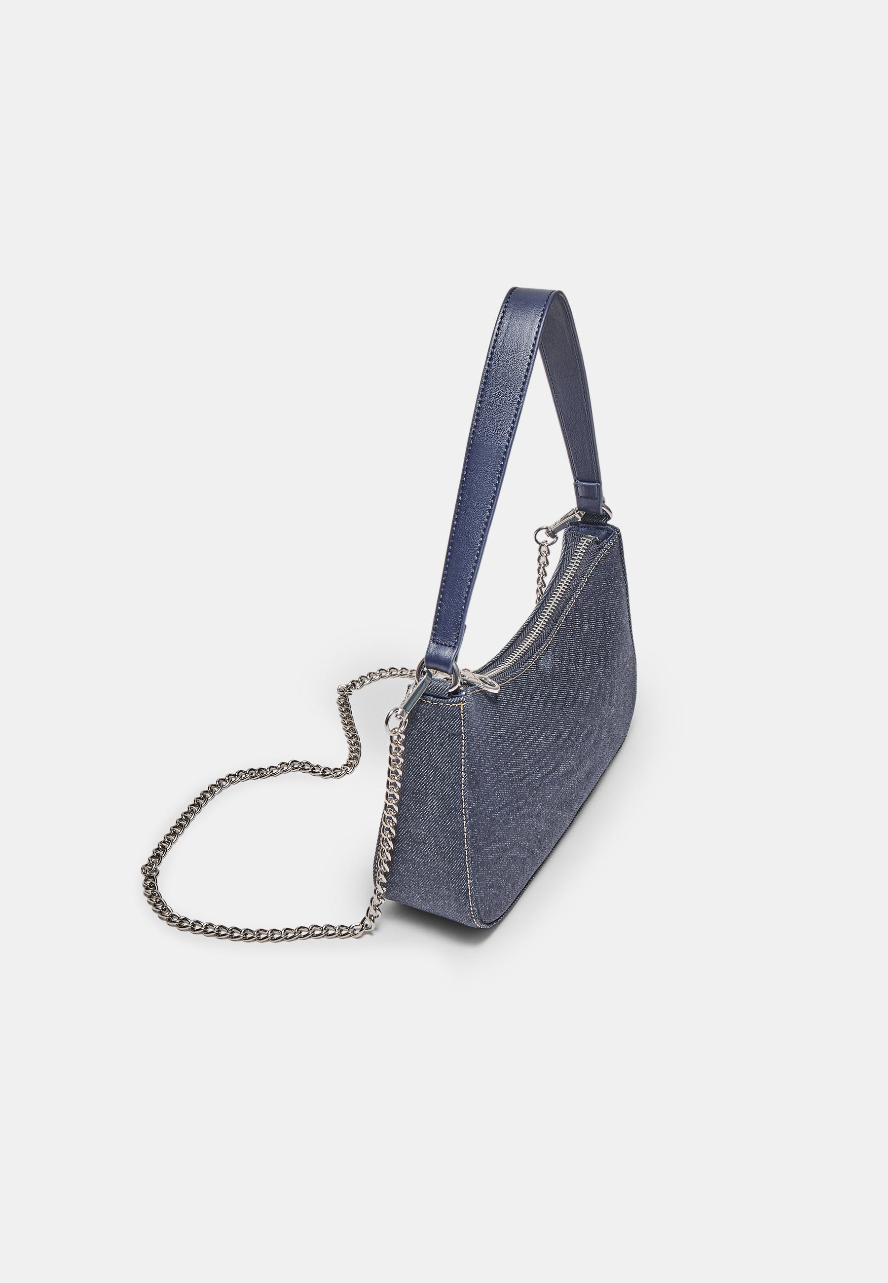 Denim half-moon shoulder bag — MEDIUM BLUE DENIM