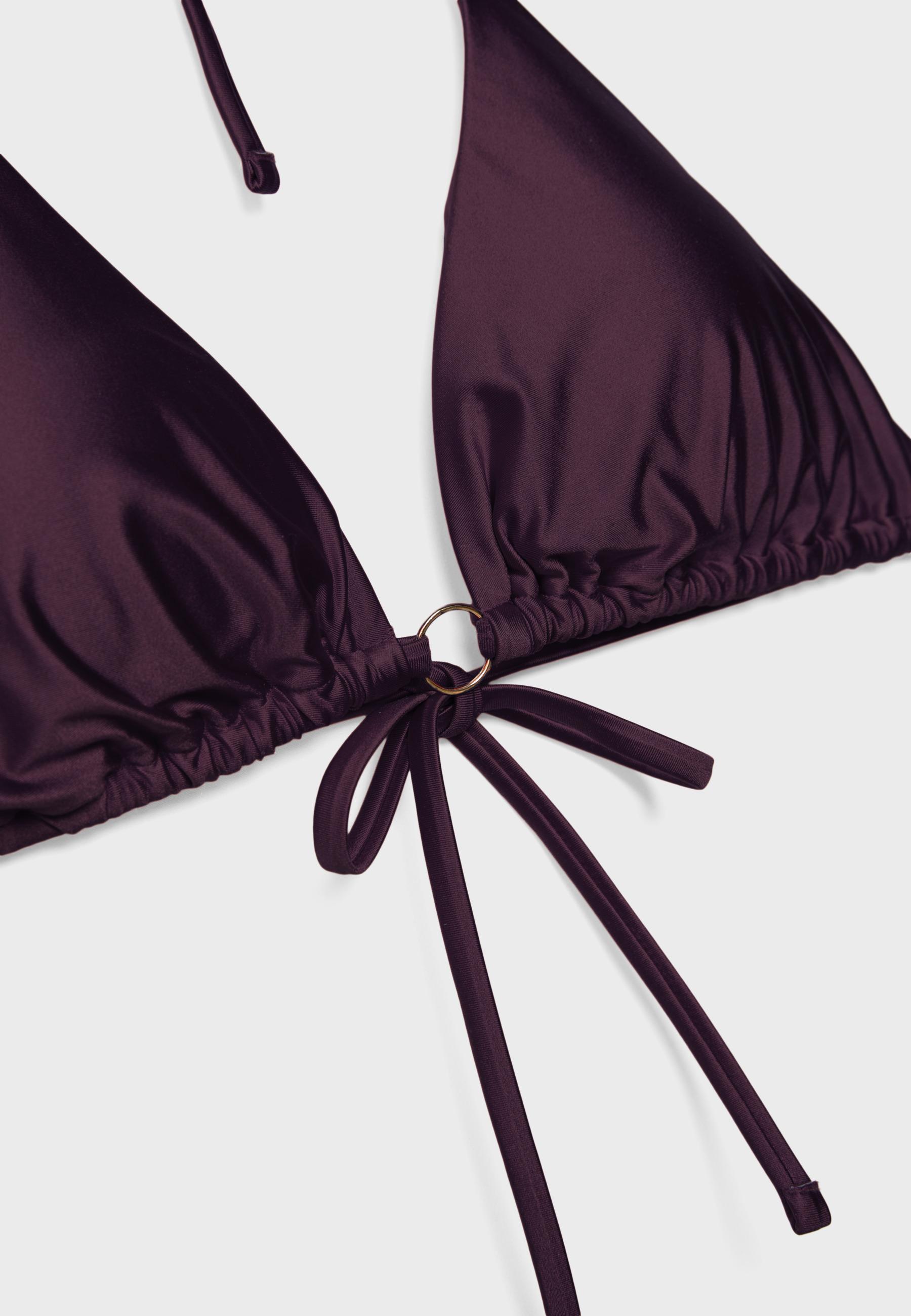 Satin triangle bikini top — Purple
