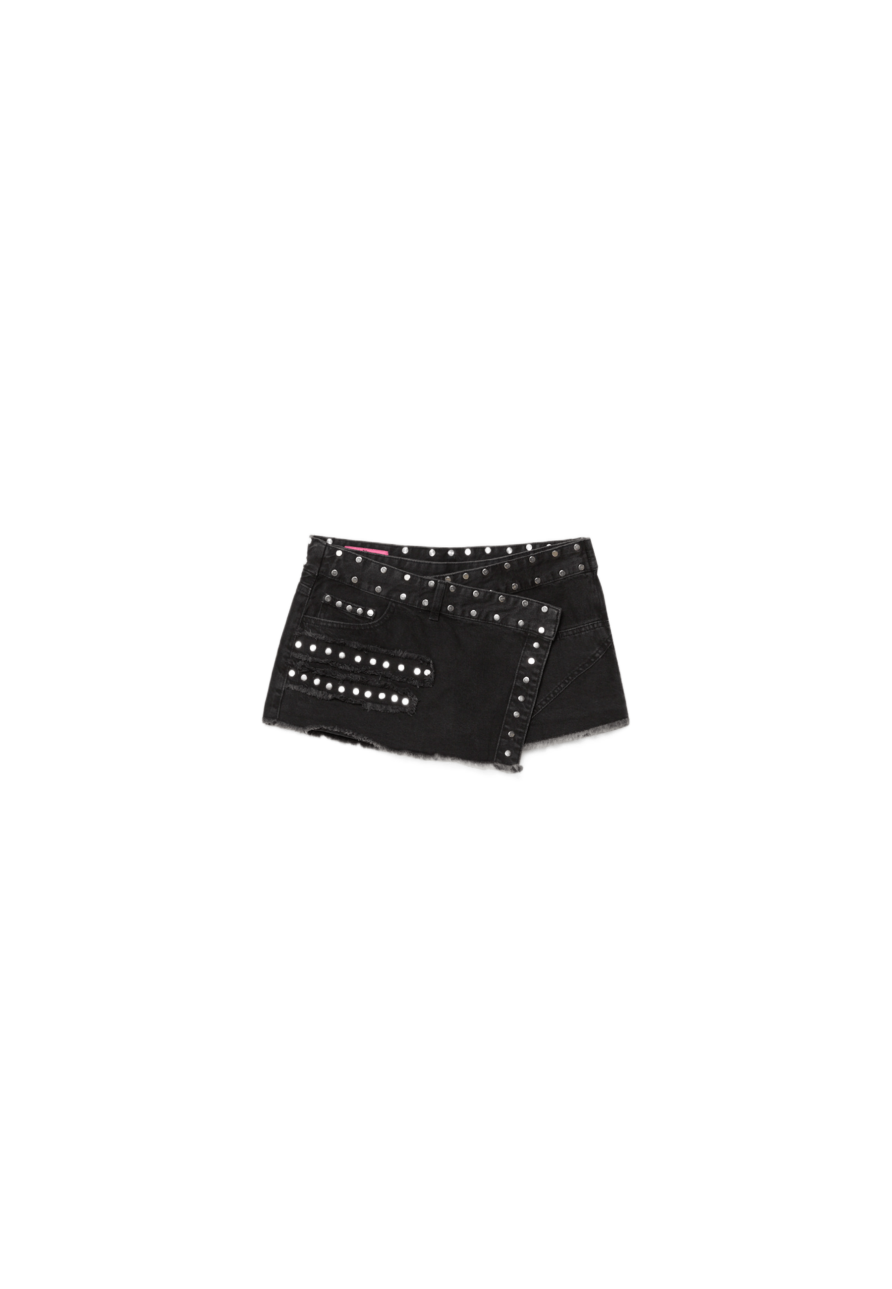 One Dilemma studded skort — BLACK DENIM WASH