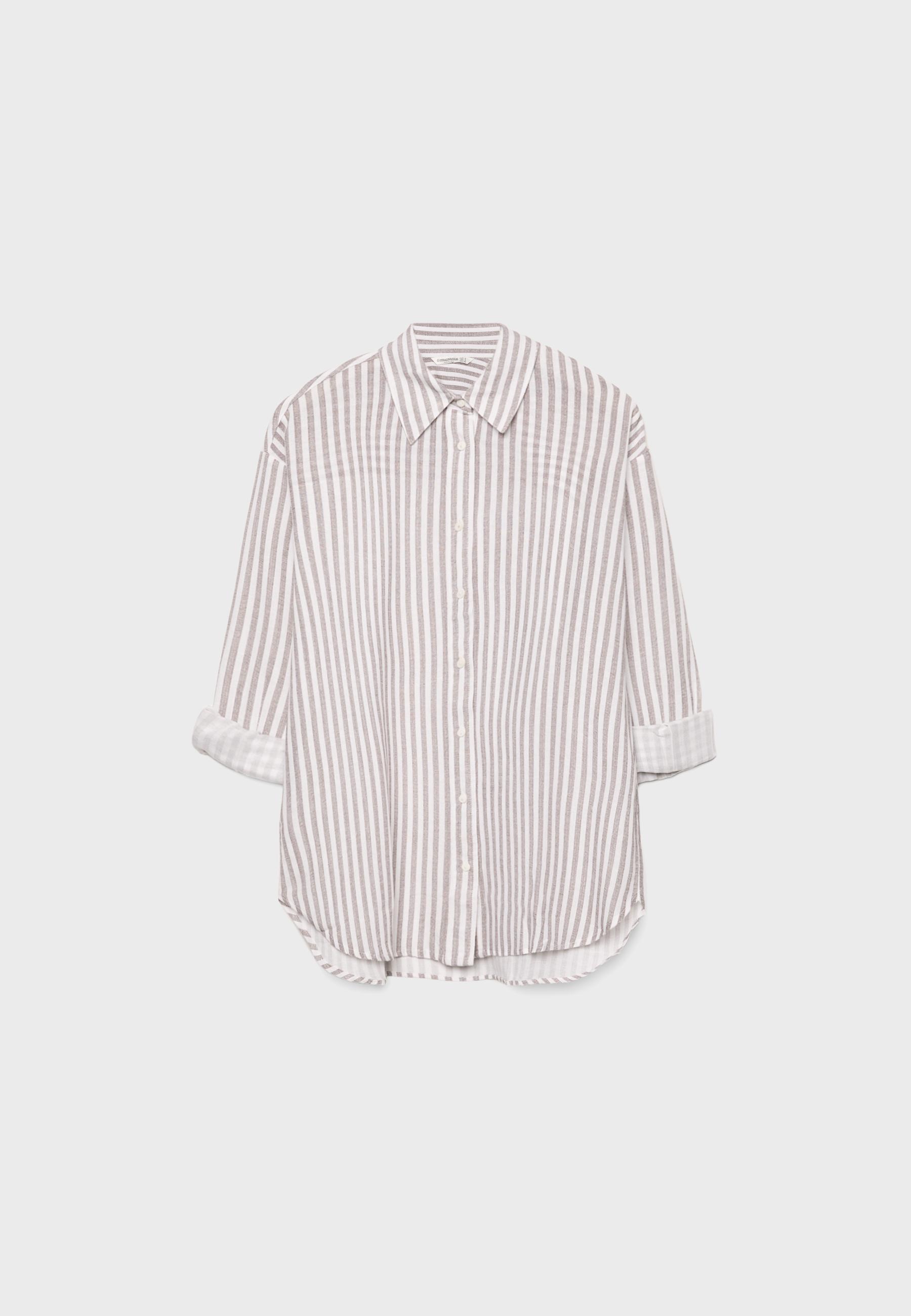 Linen-effect shirt — Brown