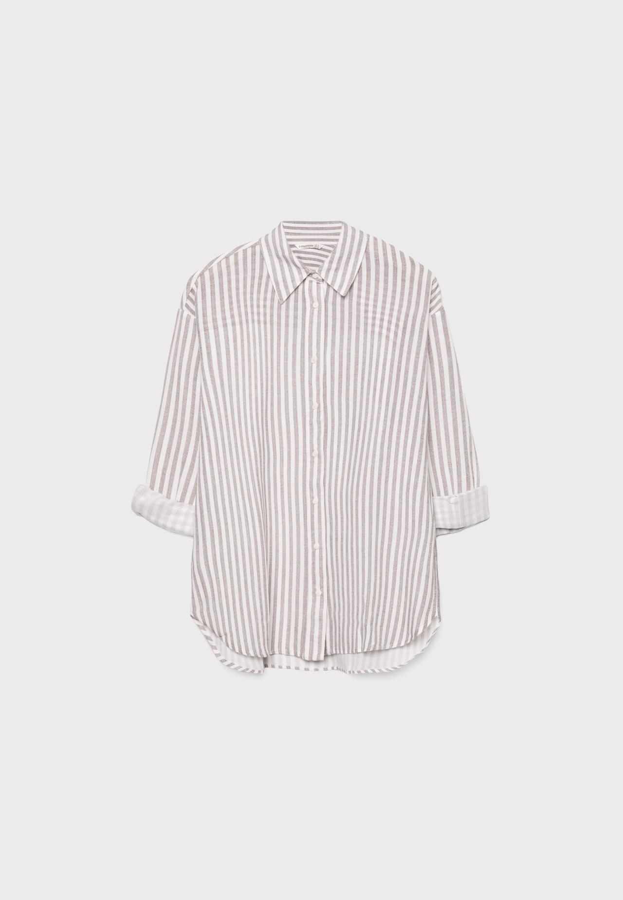 Linen effect shirt — Brown