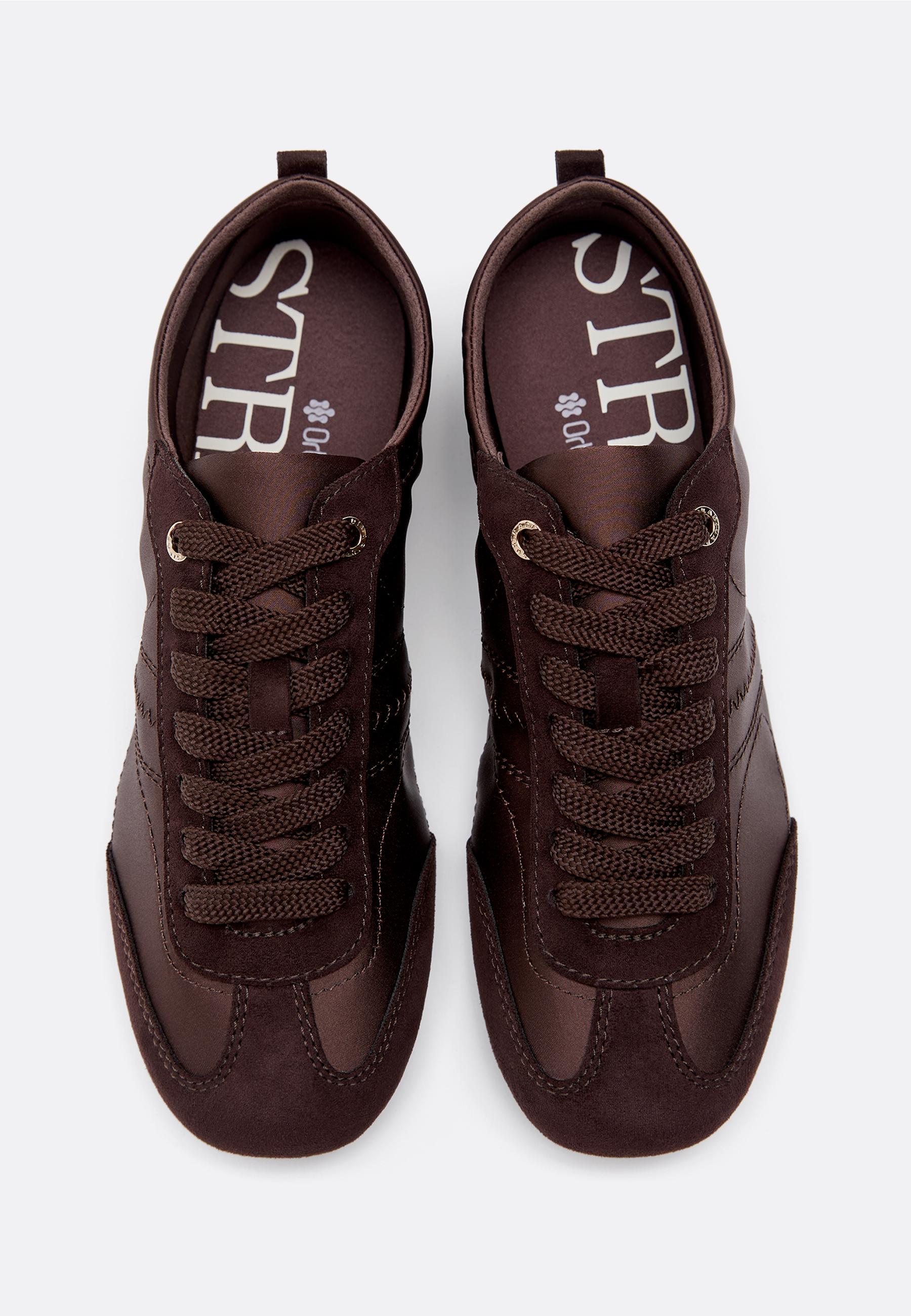 Satin fine sole trainers — BROWN