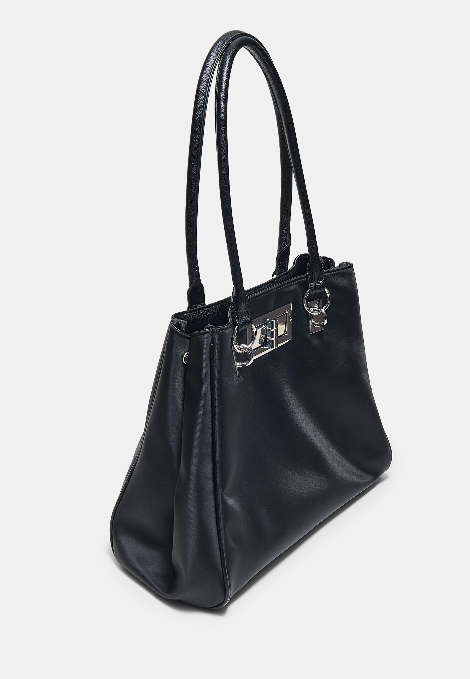 Shopper bag with metal closure — Black