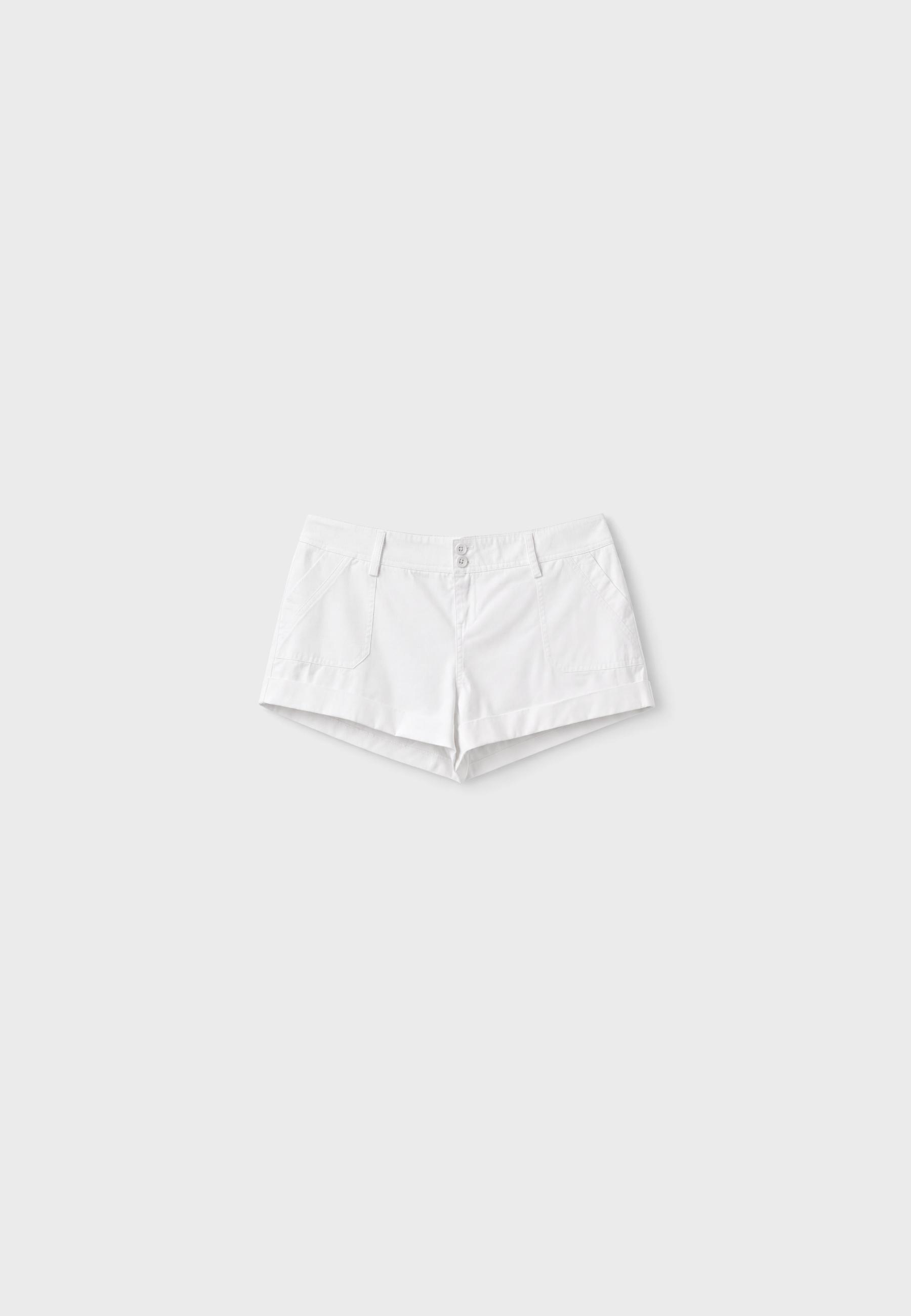 Turn-up mini shorts — White