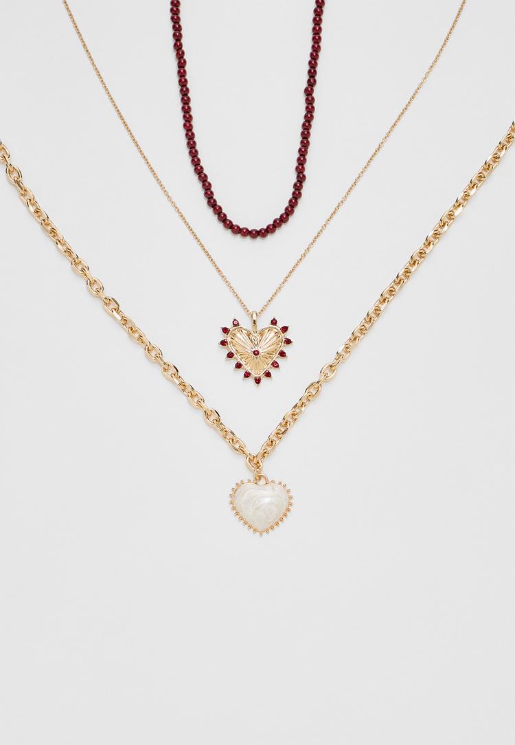 set 3 collares corazones