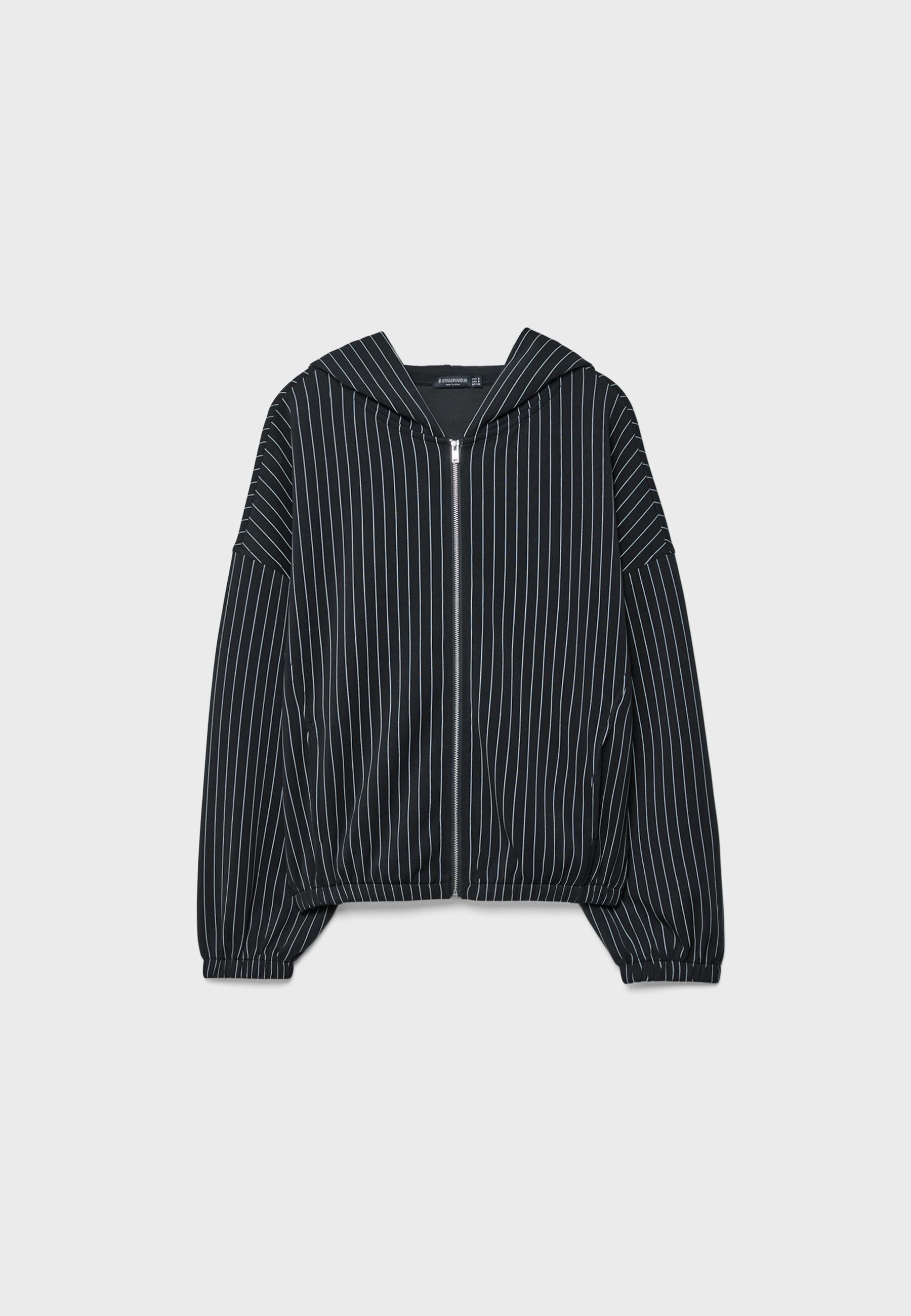 Soft-touch striped sweatshirt — Dark grey