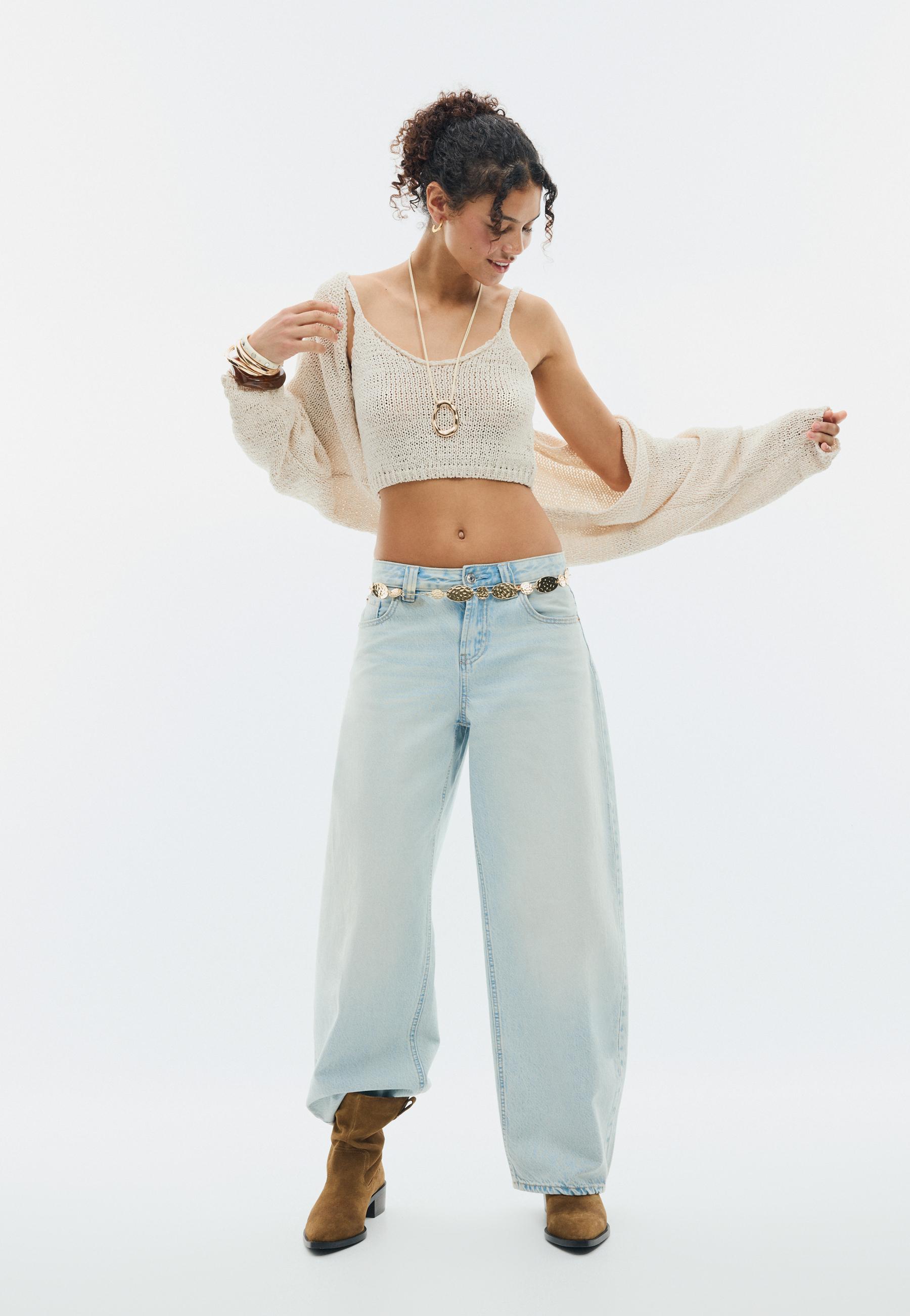 Batwing sleeve knit cardigan with tie — Vanilla