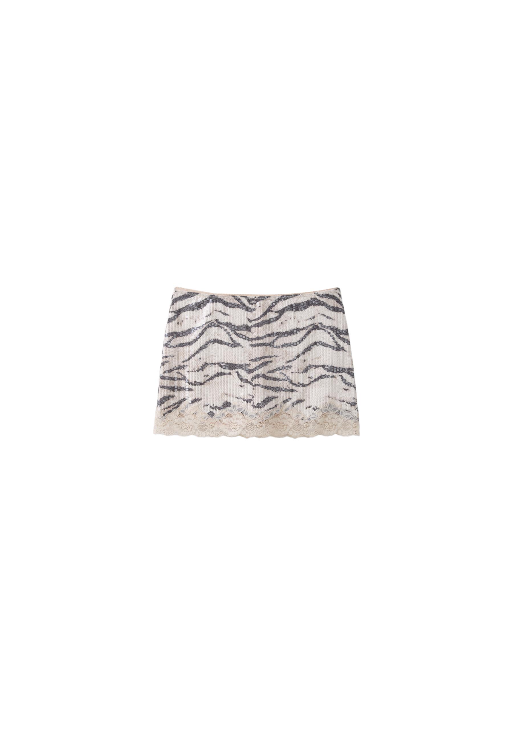 Animal print sequin mini skirt — Beige