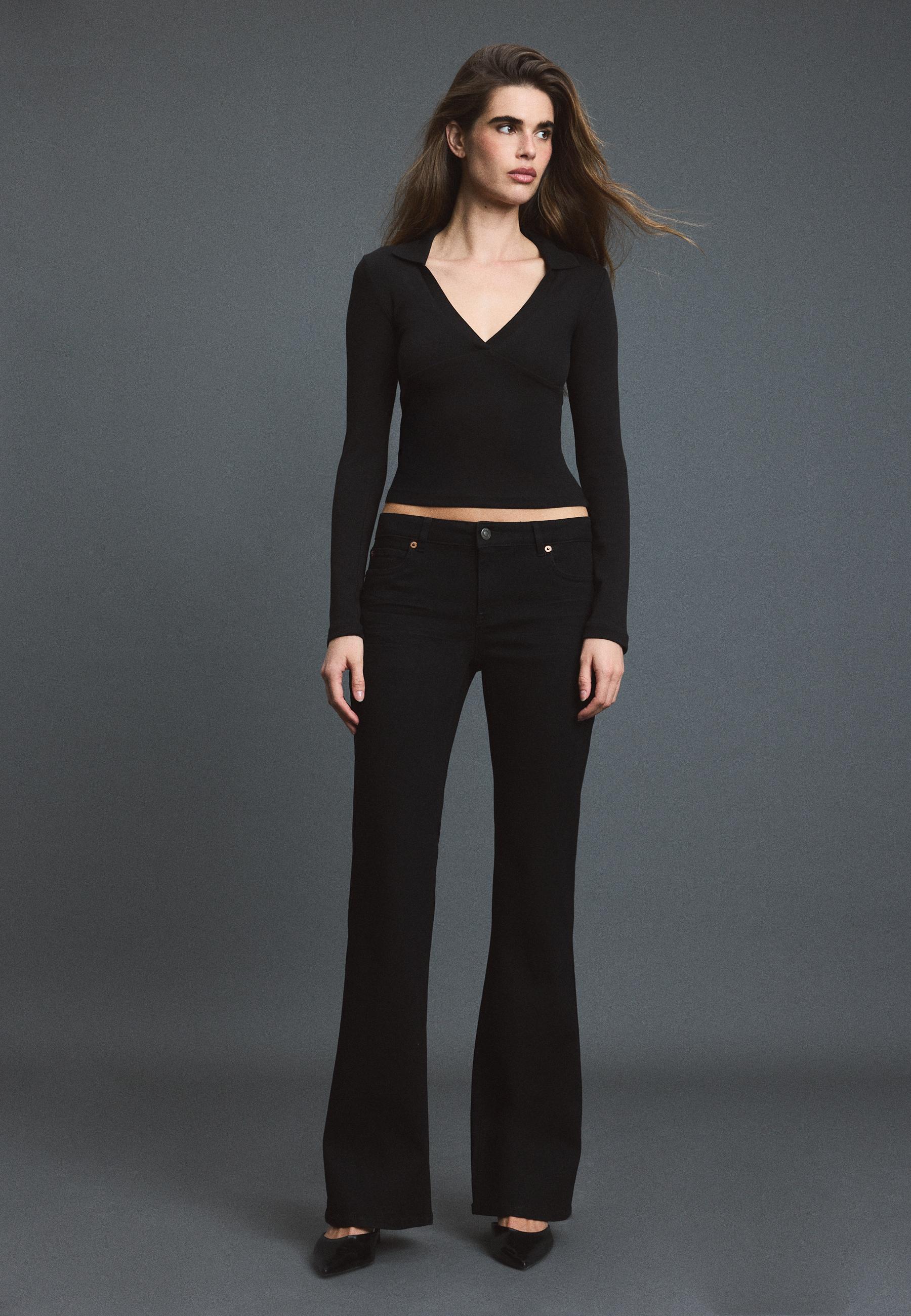 Stradivarius D67 Τζιν Παντελόνι Slim Bootcut Μαύρο 32