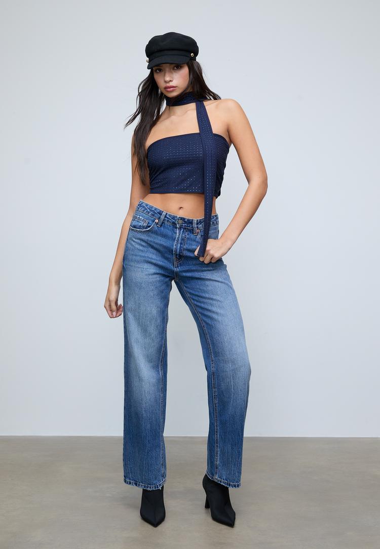 top bandeau com brilho e lenco