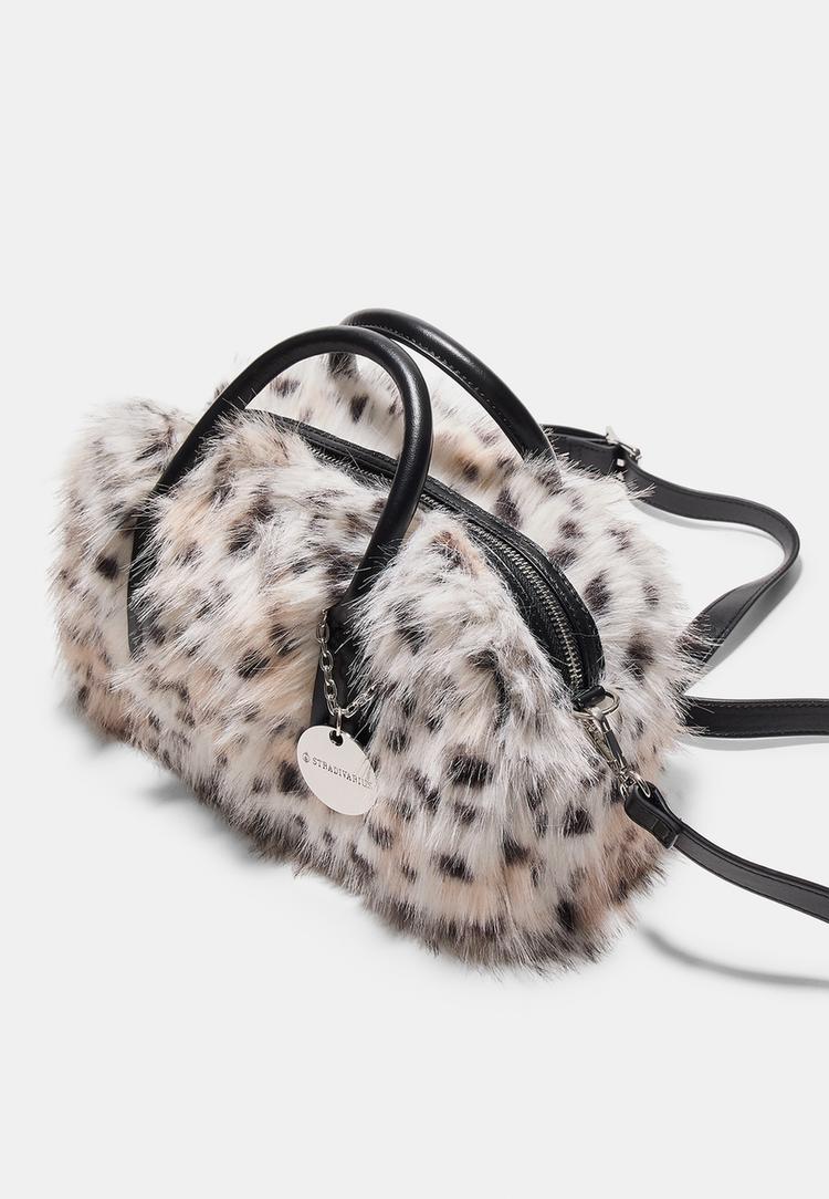 borsa bowling in pelliccia sintetica