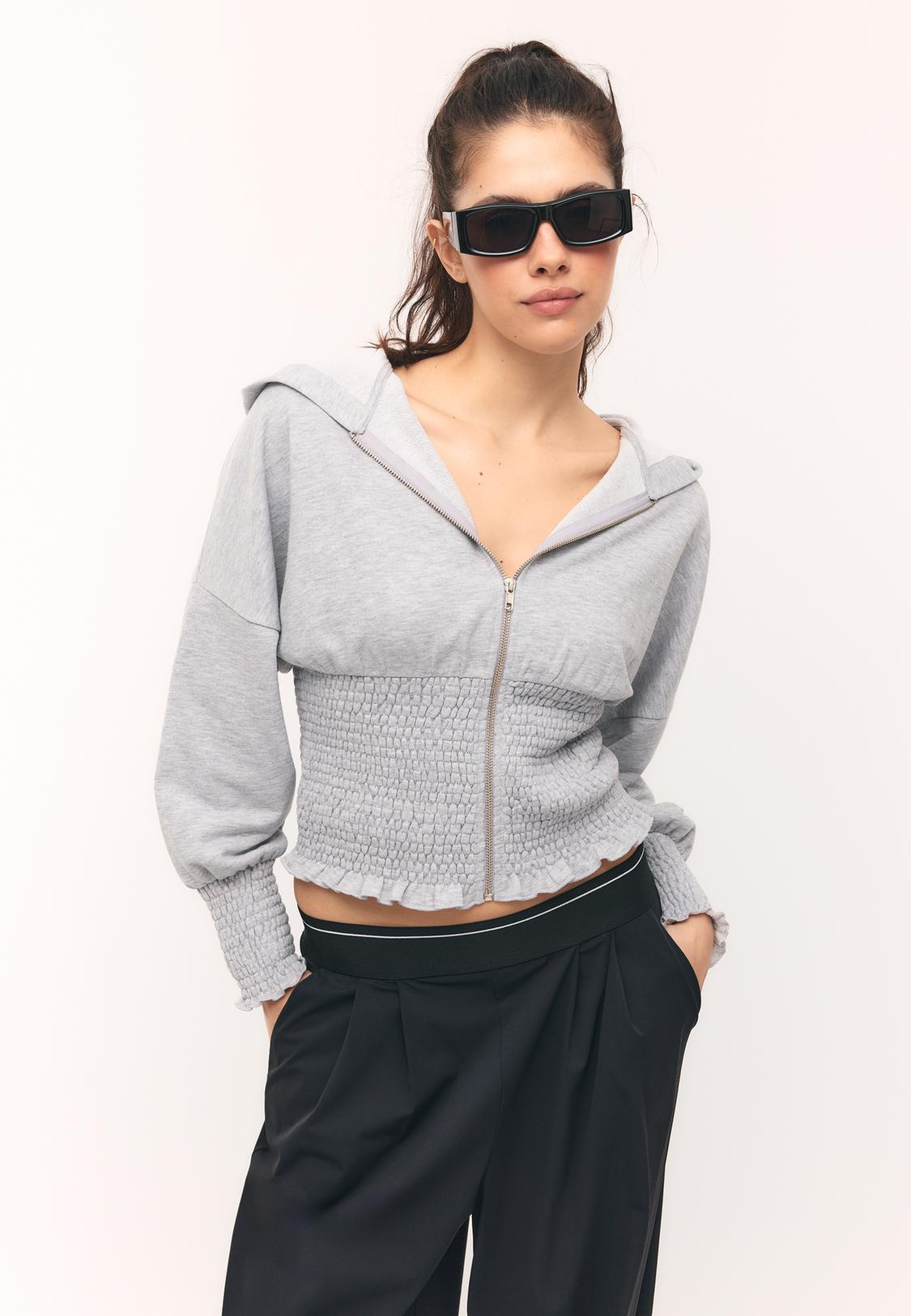 Sweat à capuche zippé pour femme avec grandes poches