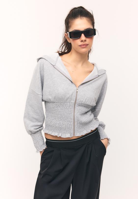 Stradivarius Sweat Zippé Gris Mélangé L