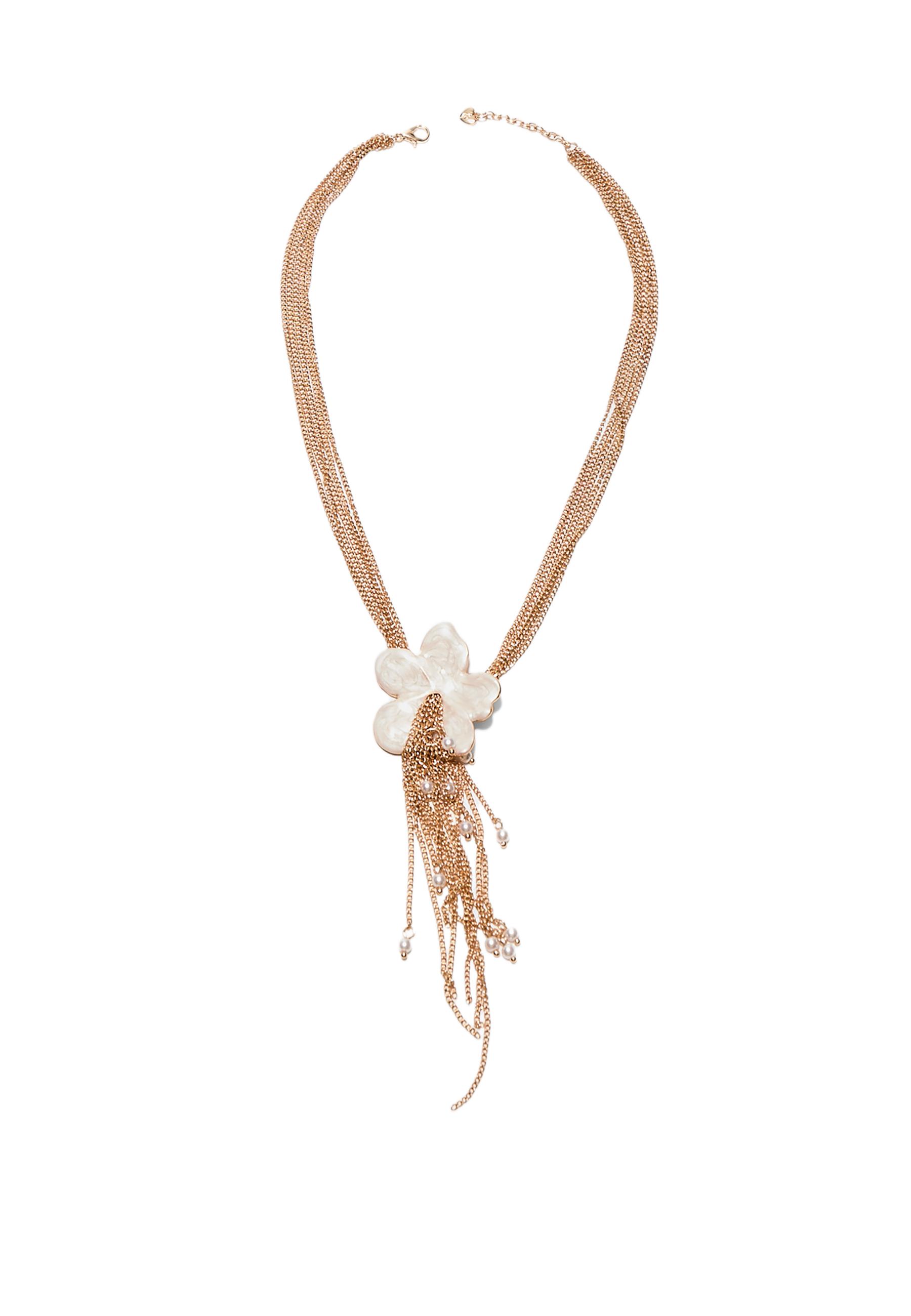 Enamelled flower lariat necklace — Gold