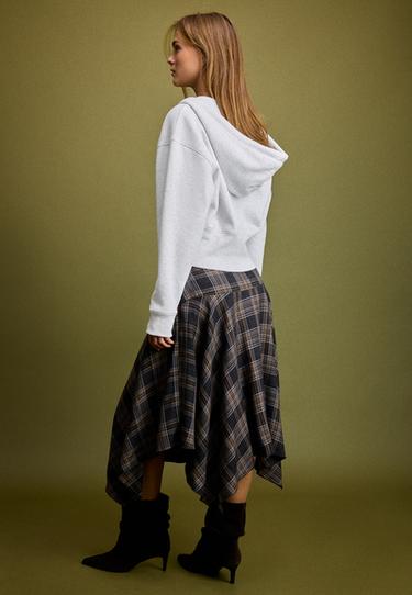 Check midi skirt with pointed hem — Dark grey 5