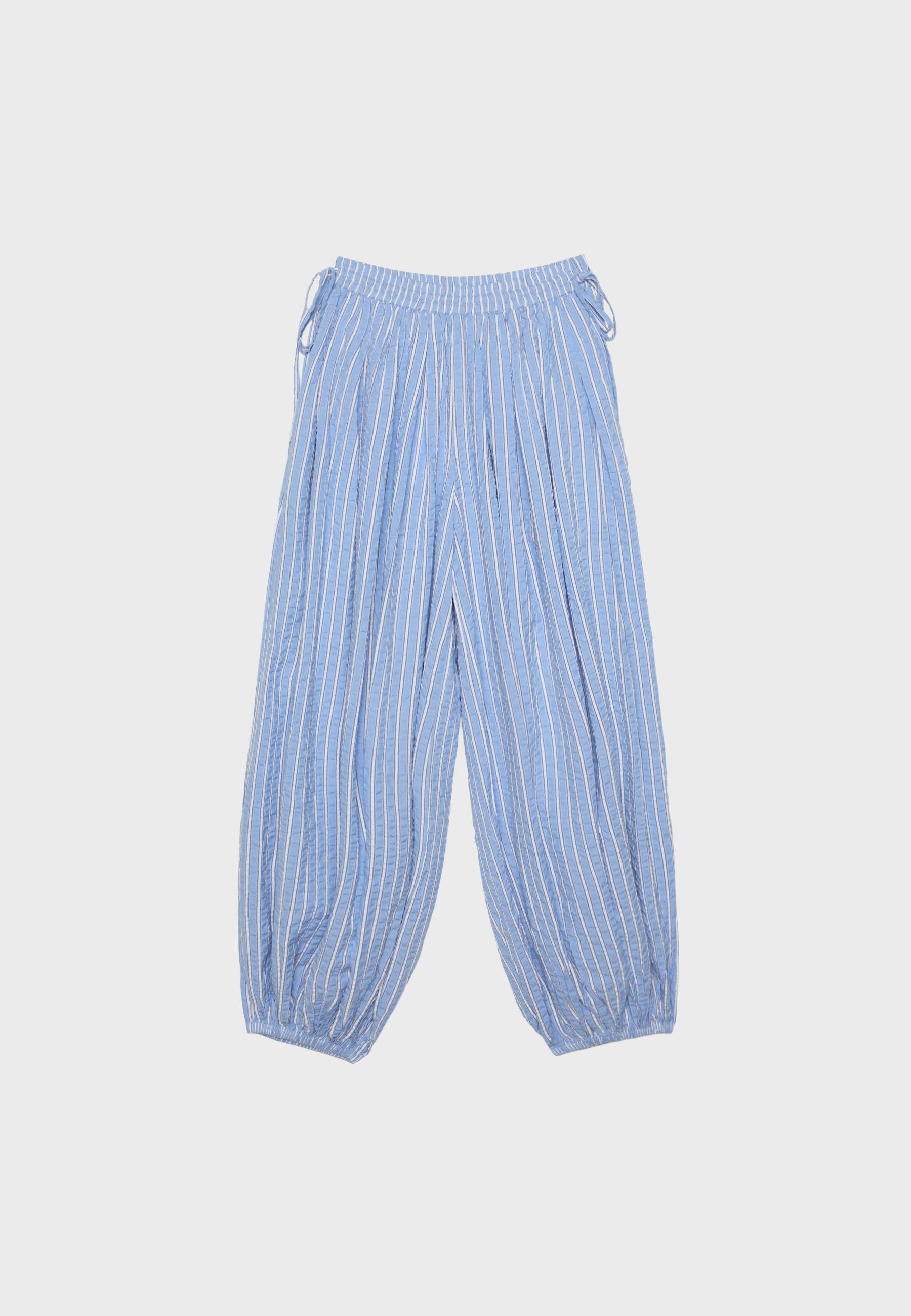 Striped balloon trousers — Royal blue