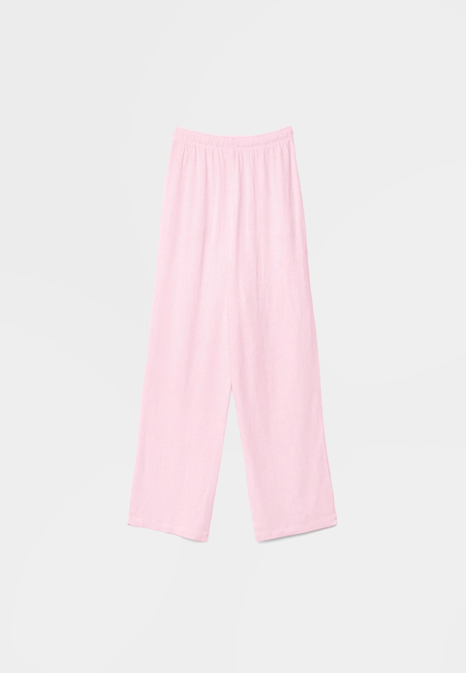 Keten görünümlü dökümlü pantolon - Görsel 7