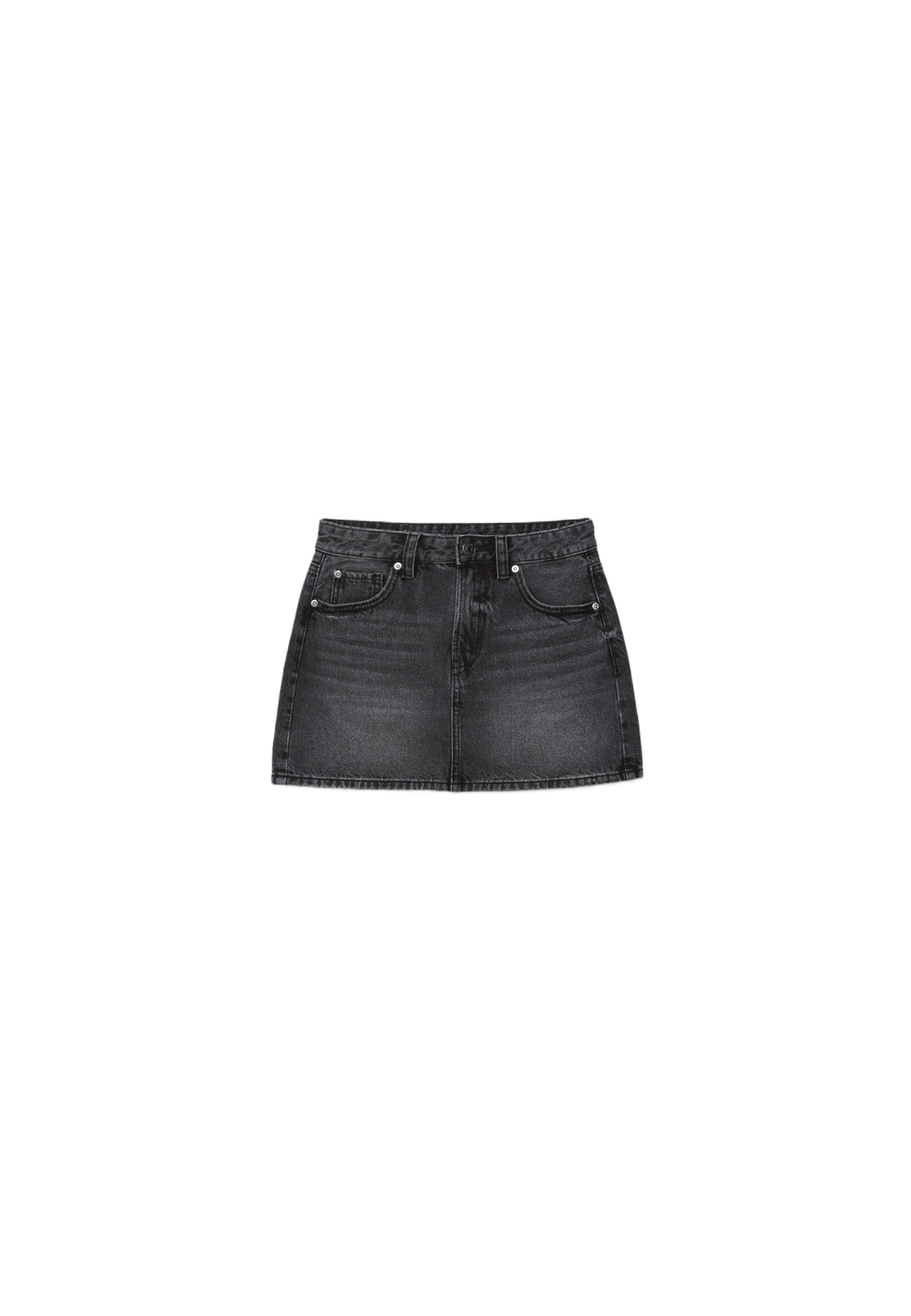 D60 basic denim mini skirt — BLACK DENIM WASH