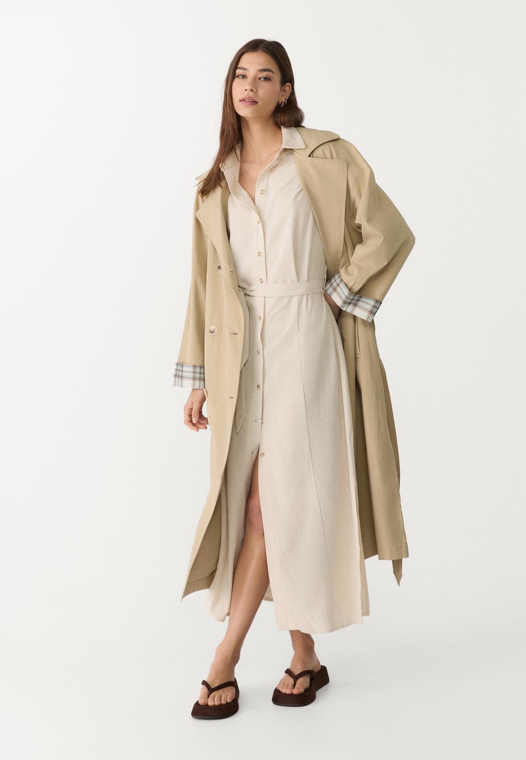 Linen blend midi shirt dress