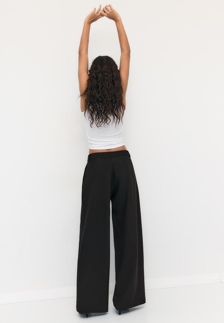 Stradivarius Casual Παντελόνι Με Χιαστί Μέση Μαύρο 38 φωτογραφία