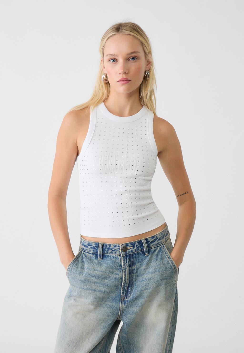 Rhinestone racerback top