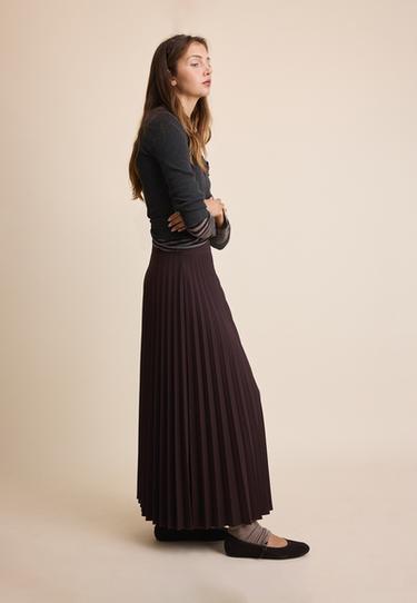 Pleated maxi skirt — Brown 6