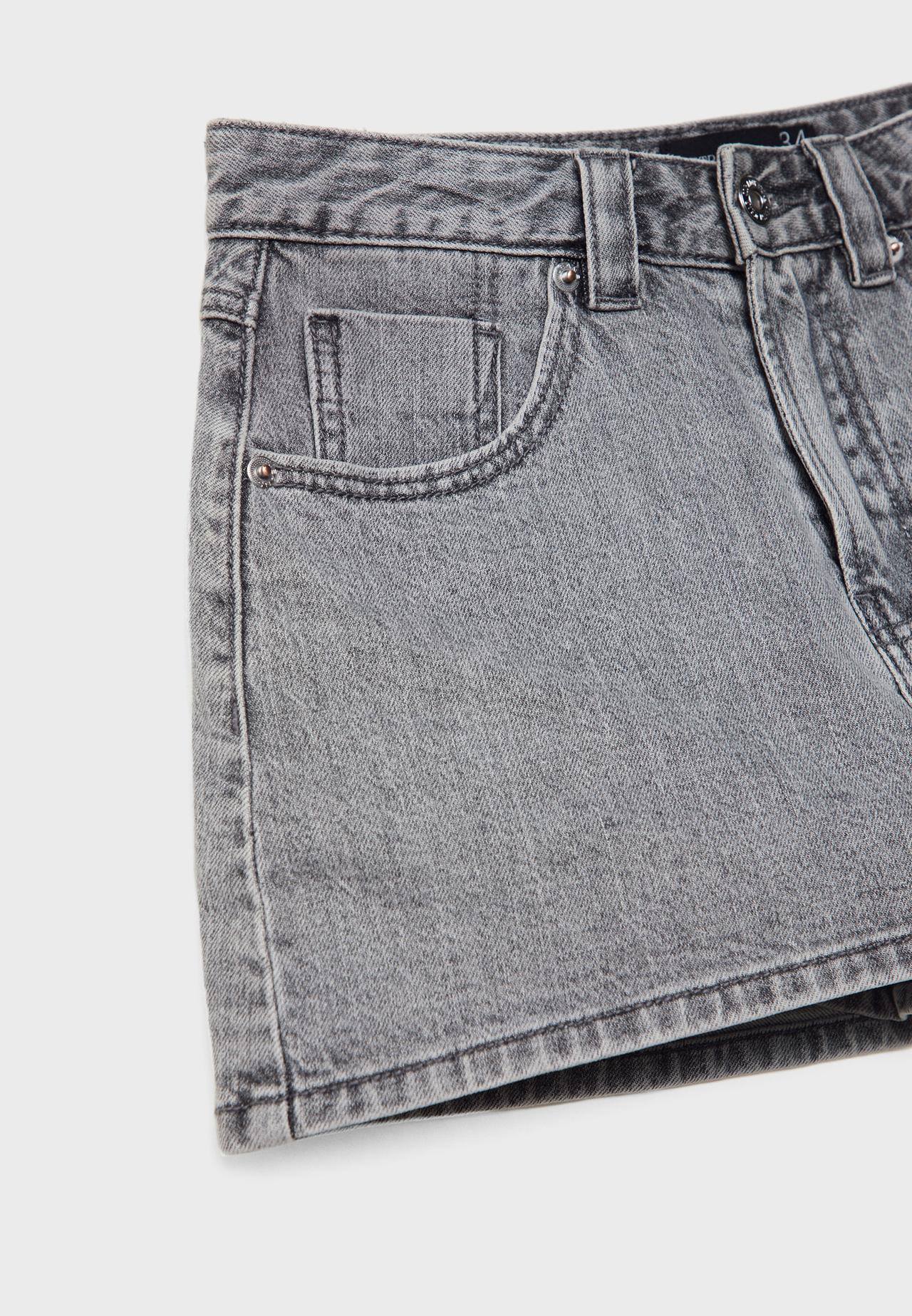 D62 denim skort — LIGHT GREY DENIM WASH