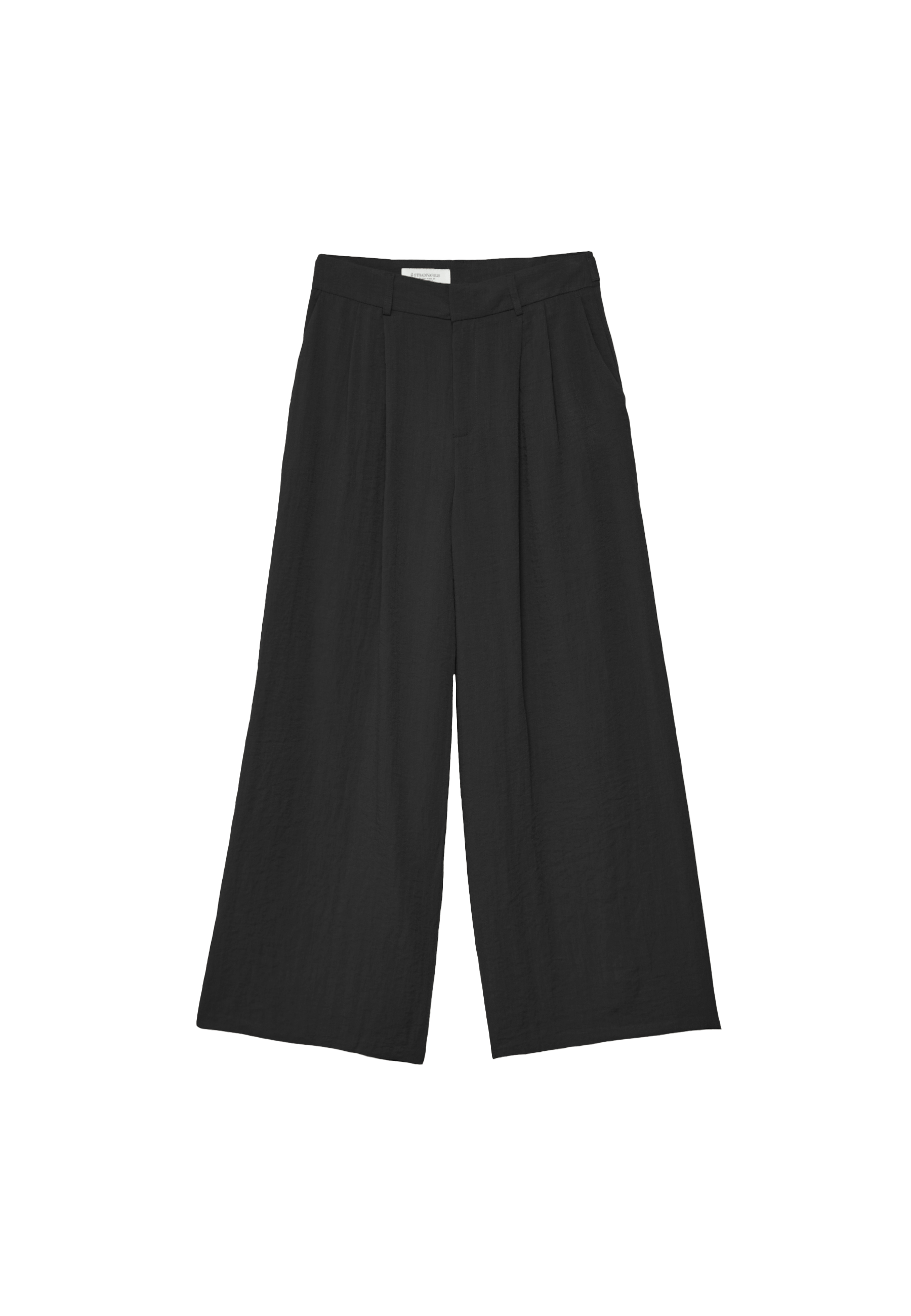 Adjustable rustic wide-leg trousers — Black