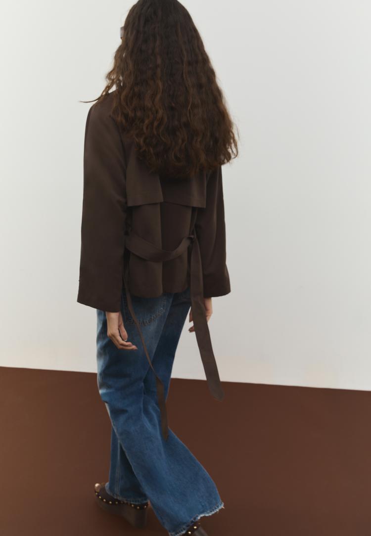 short flowing trench coat with belt