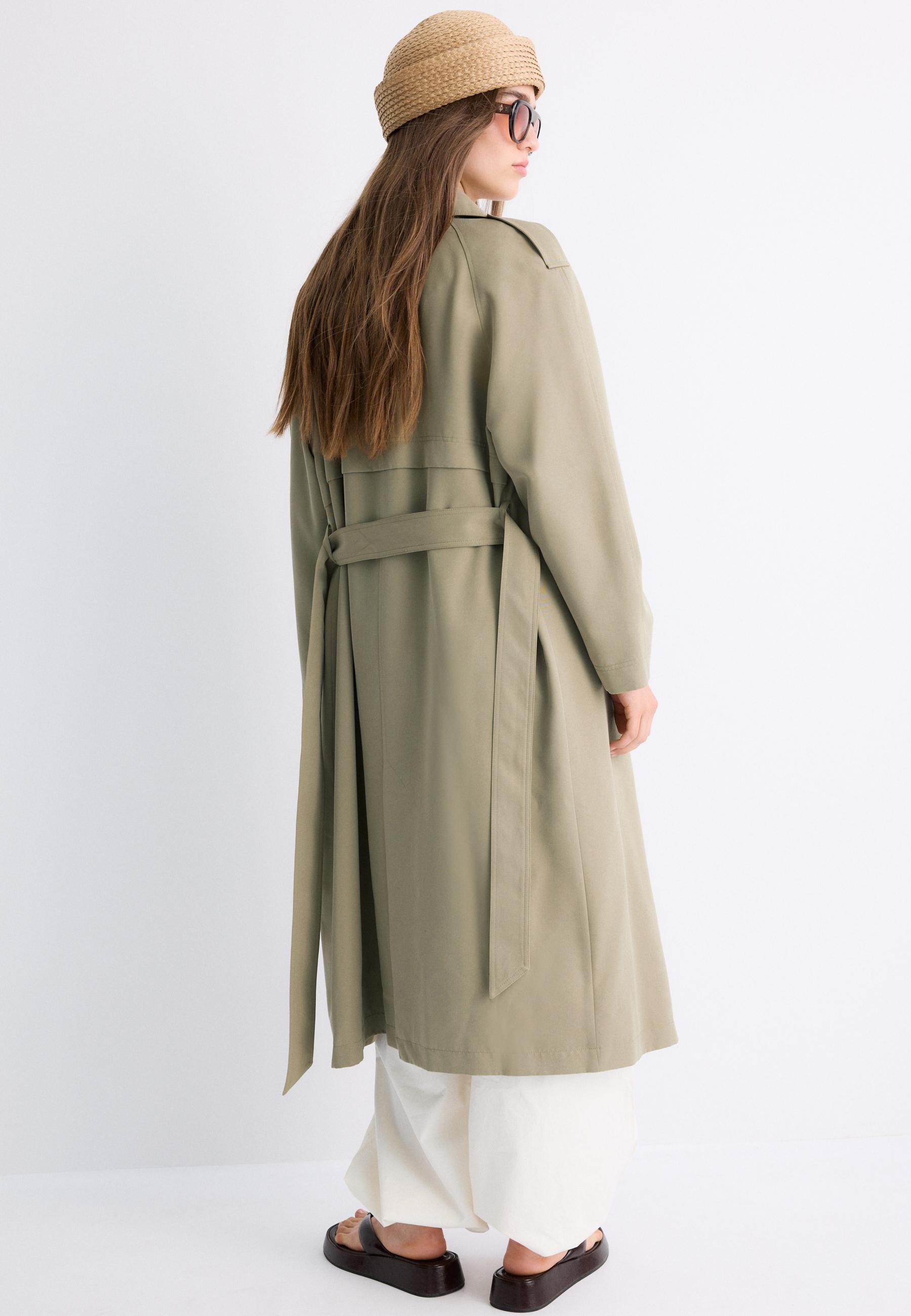 Long flowing trench coat — Khaki