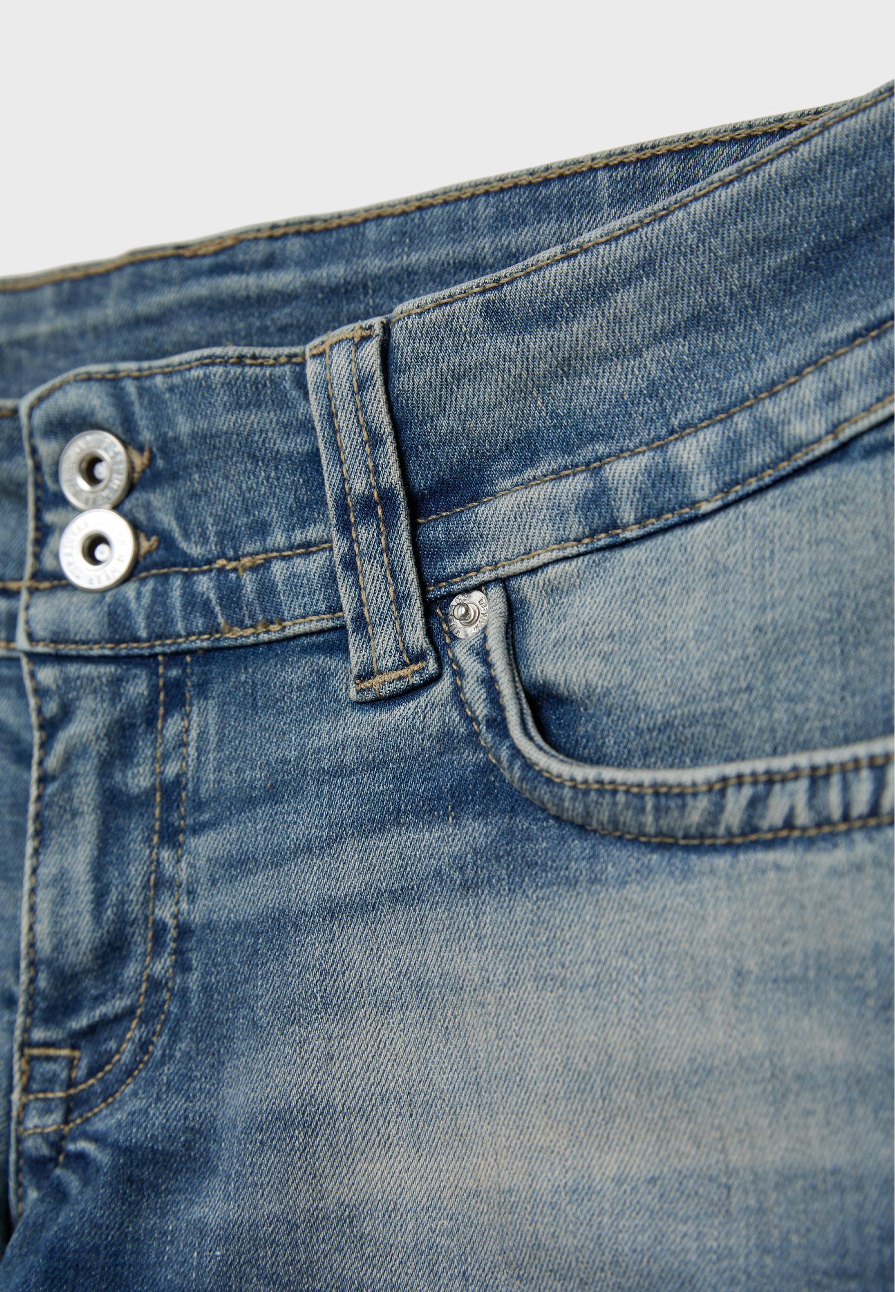 D76 denim mini shorts — OVERDYED BLUE DENIM