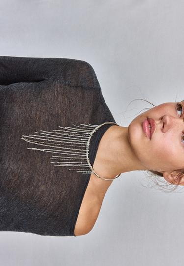 Waterfall choker necklace — Grey 4