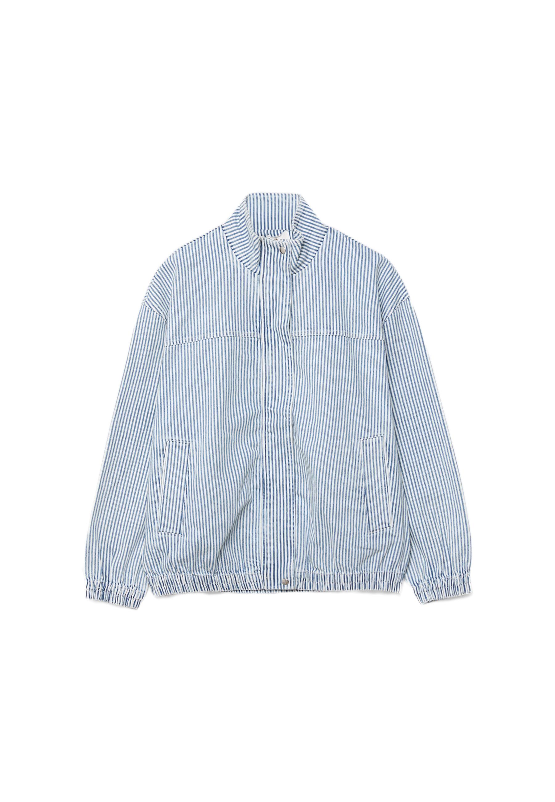 Striped denim jacket — GREY DENIM WASH