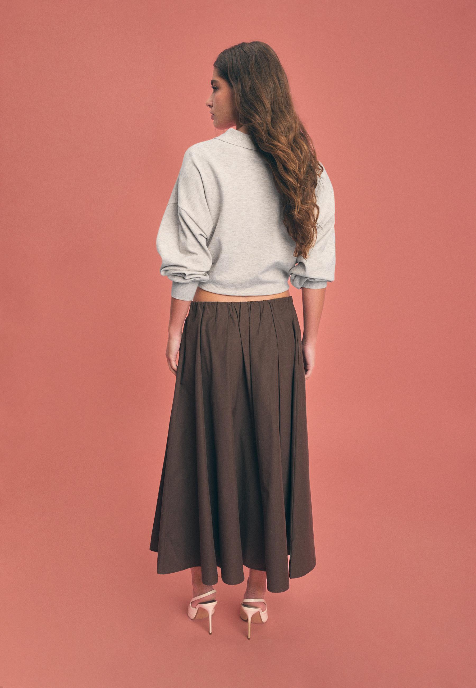 Poplin seam skirt — Brown
