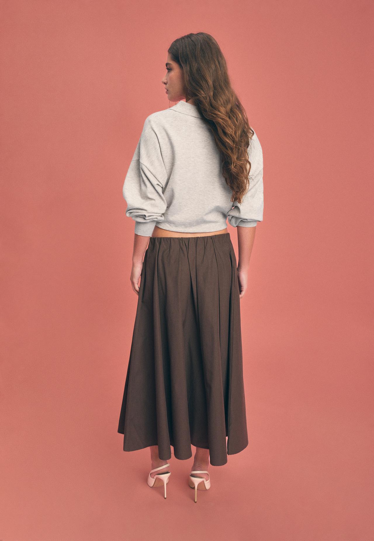 Poplin seam skirt — Brown