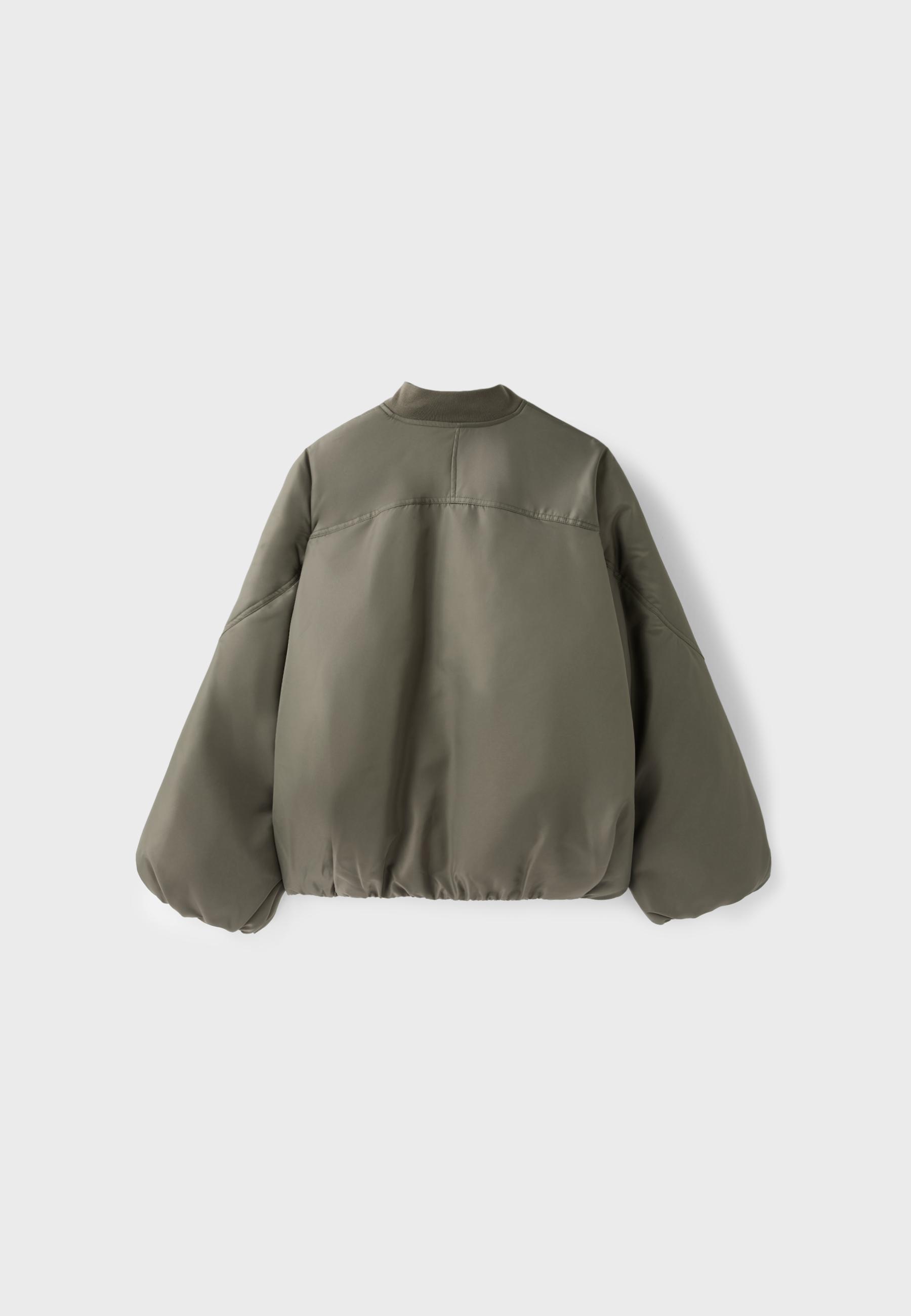 Stand collar bomber jacket — Khaki