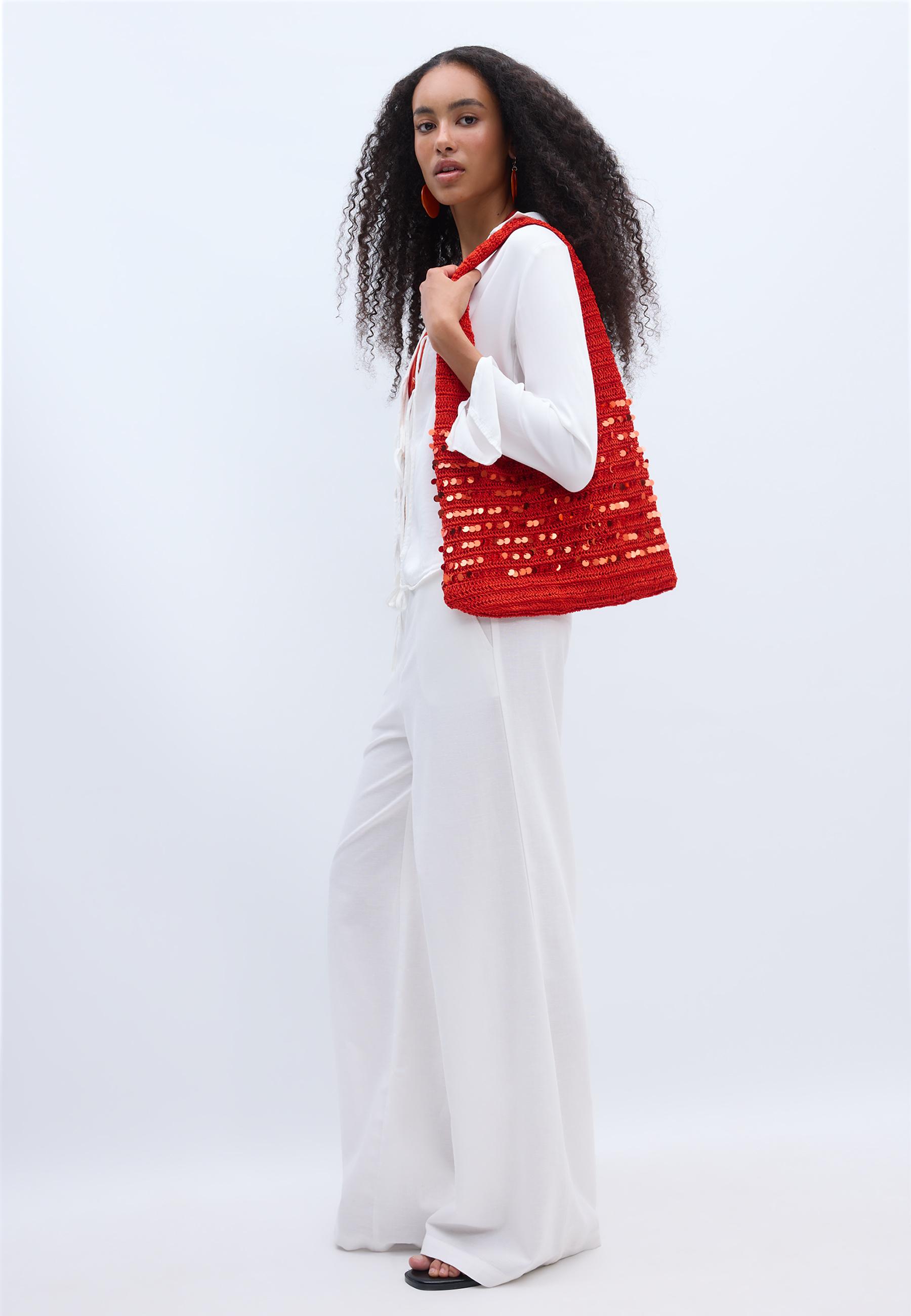 Sequin shoulder bag — Orange