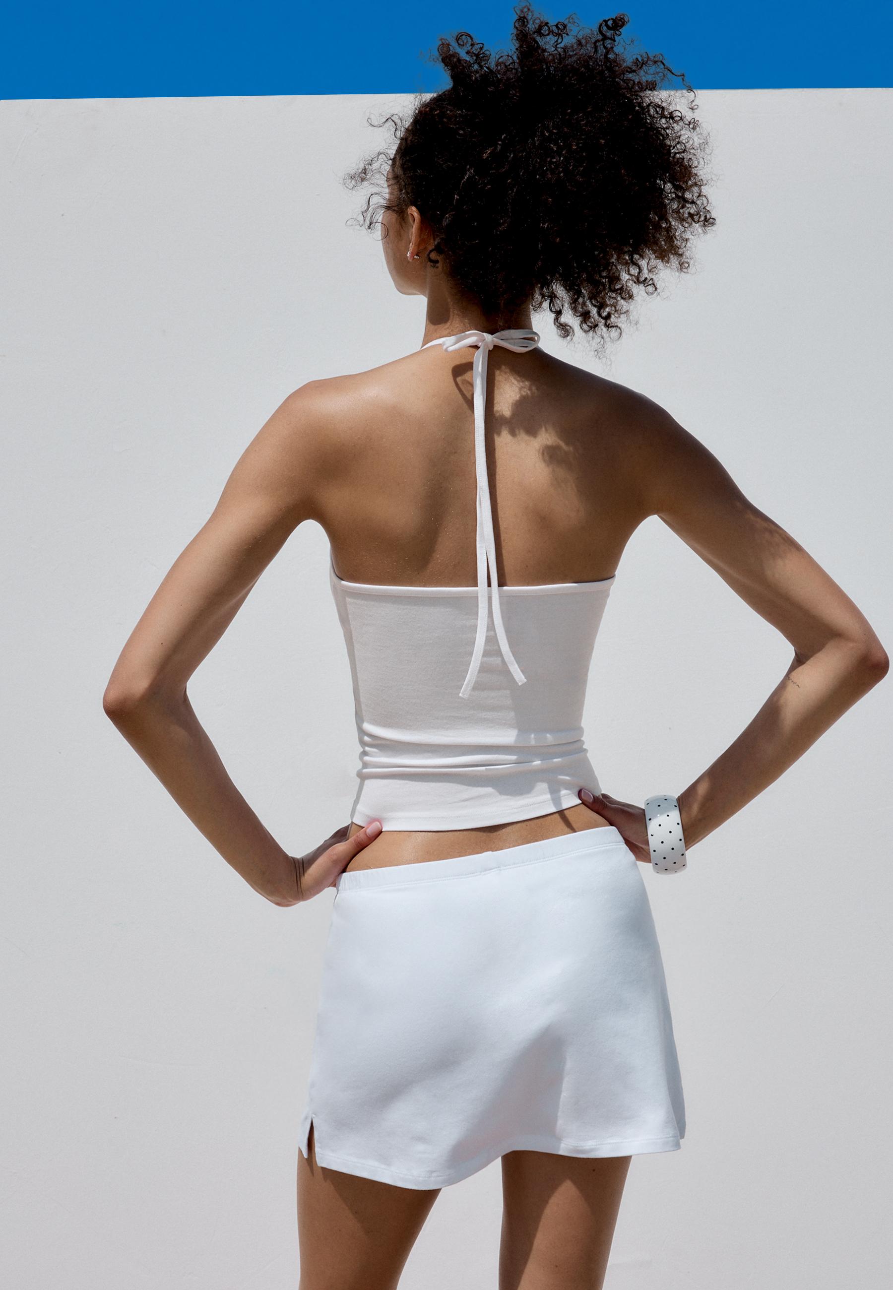 Knit halter top — Ecru