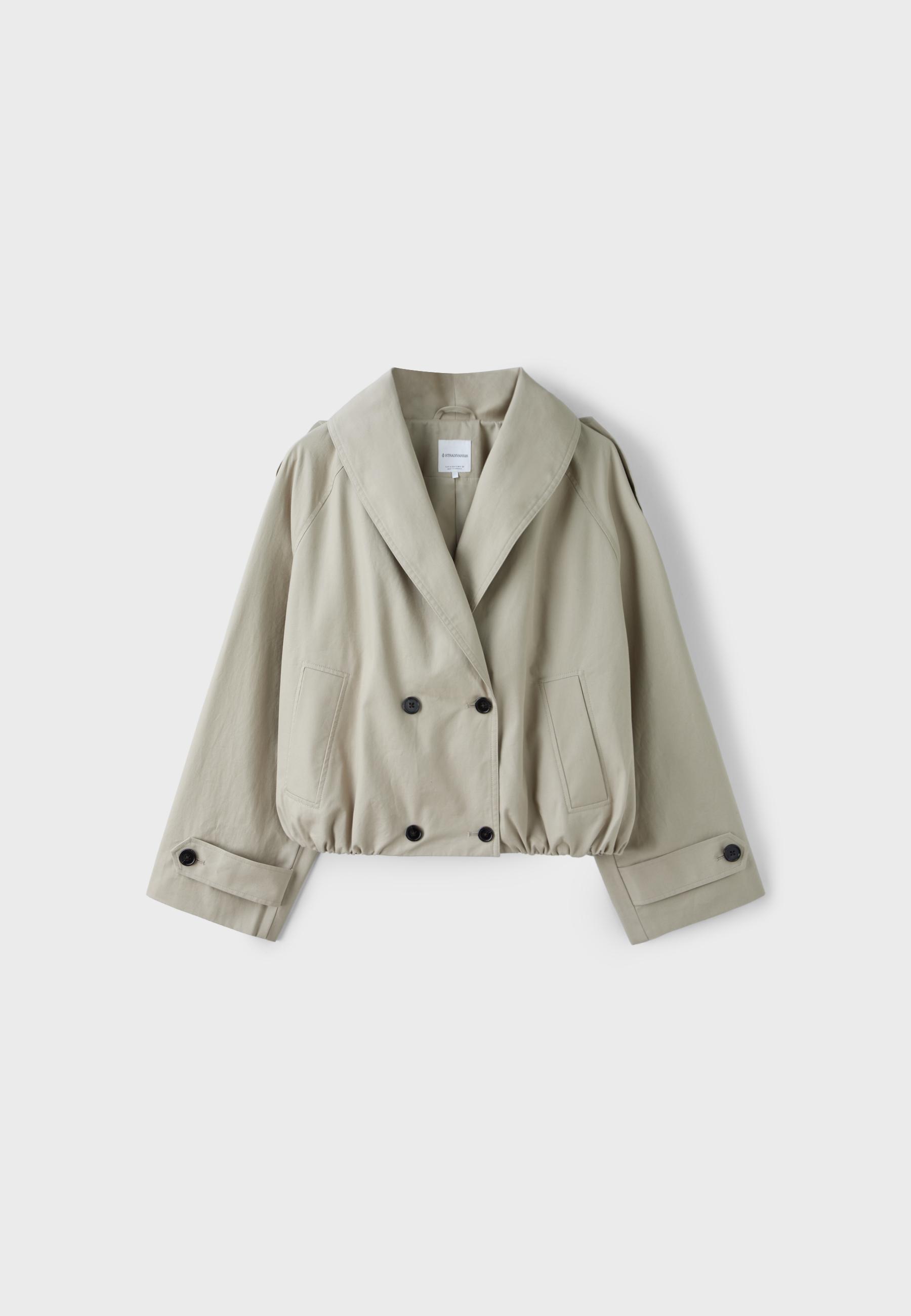 Bubble trench coat with shawl neck — Stone