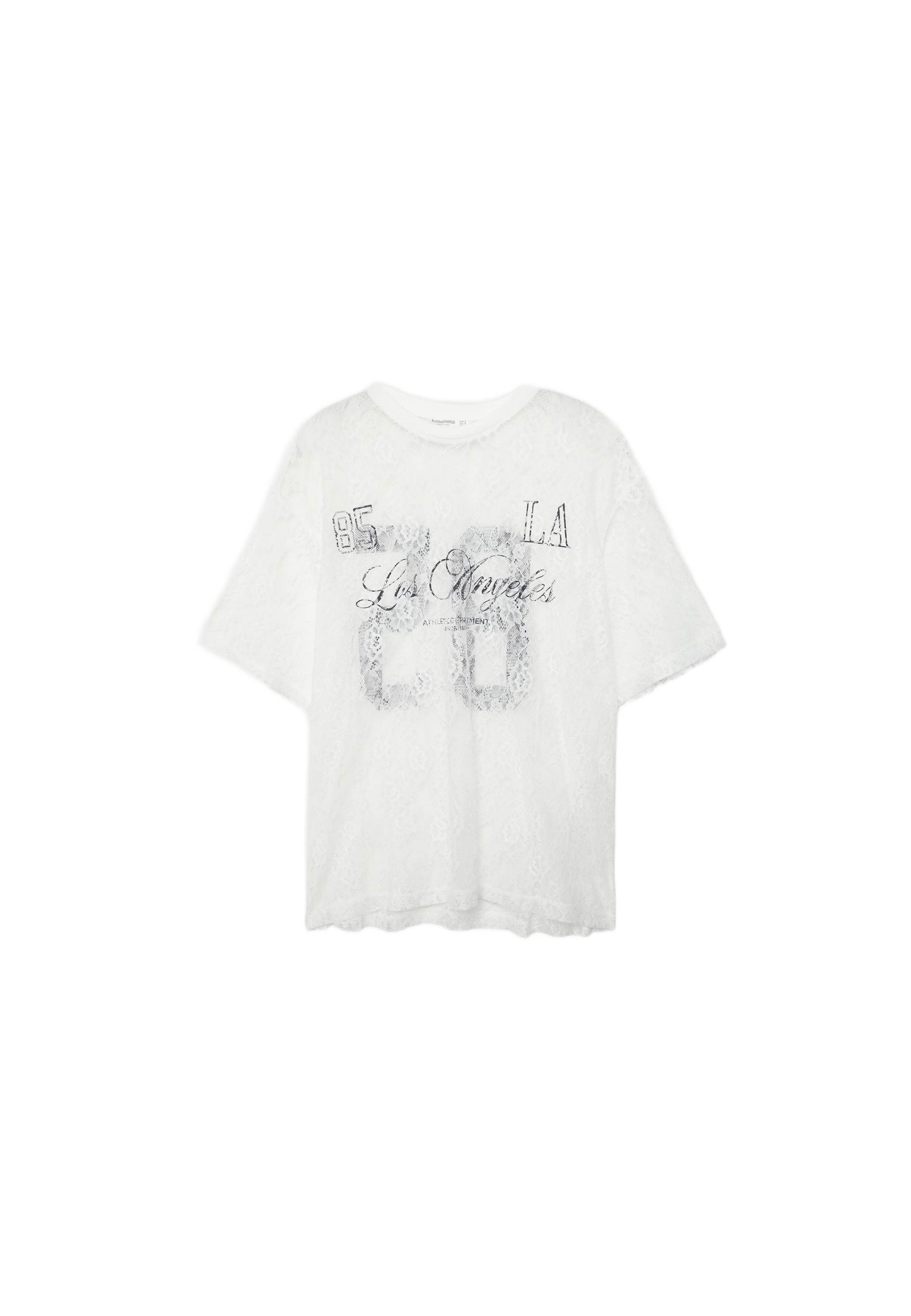 Oversize lace T-shirt with graphic detail — Ecru